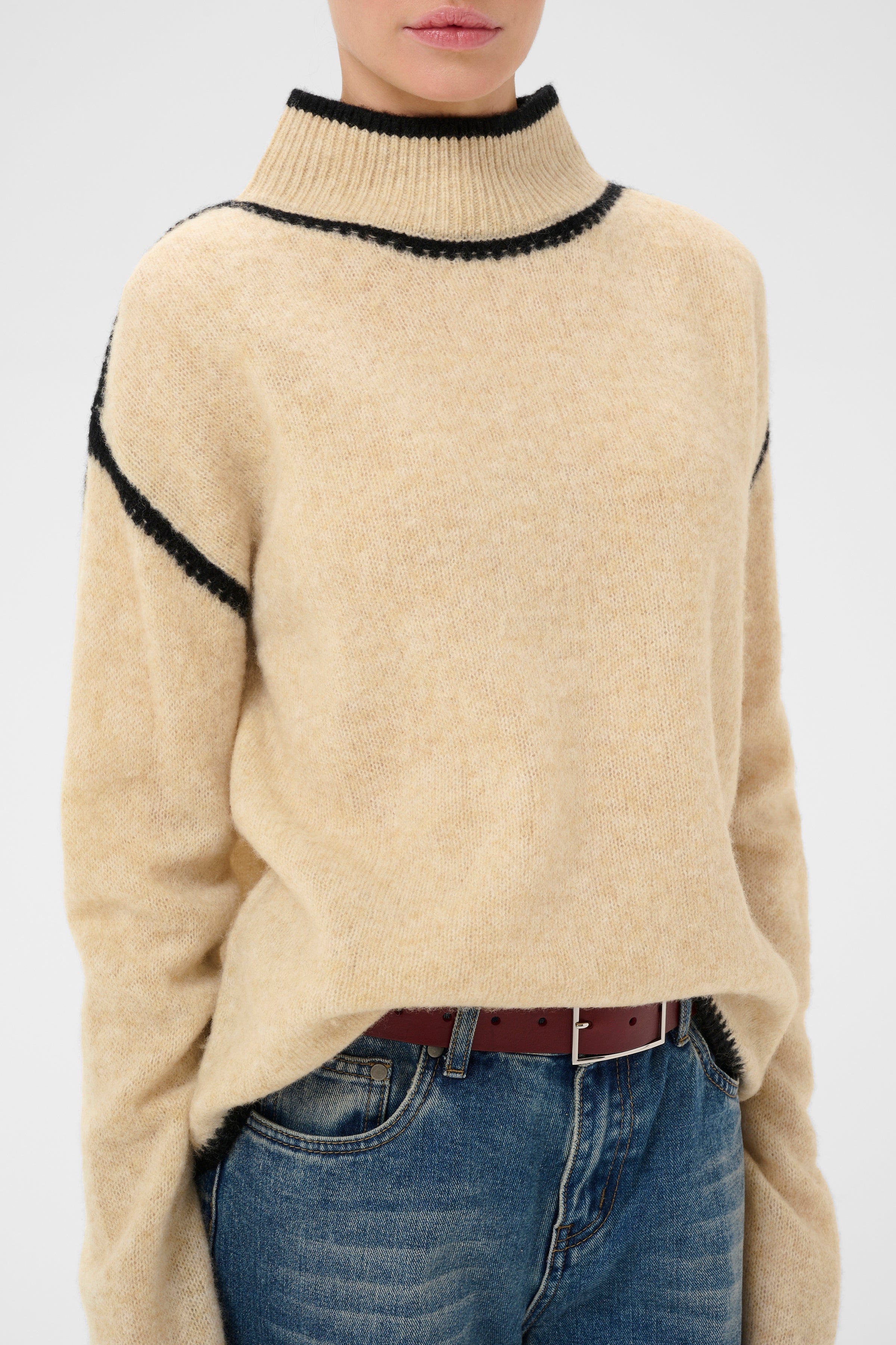 Jia Katrina Turtleneck in Whitecap Melange