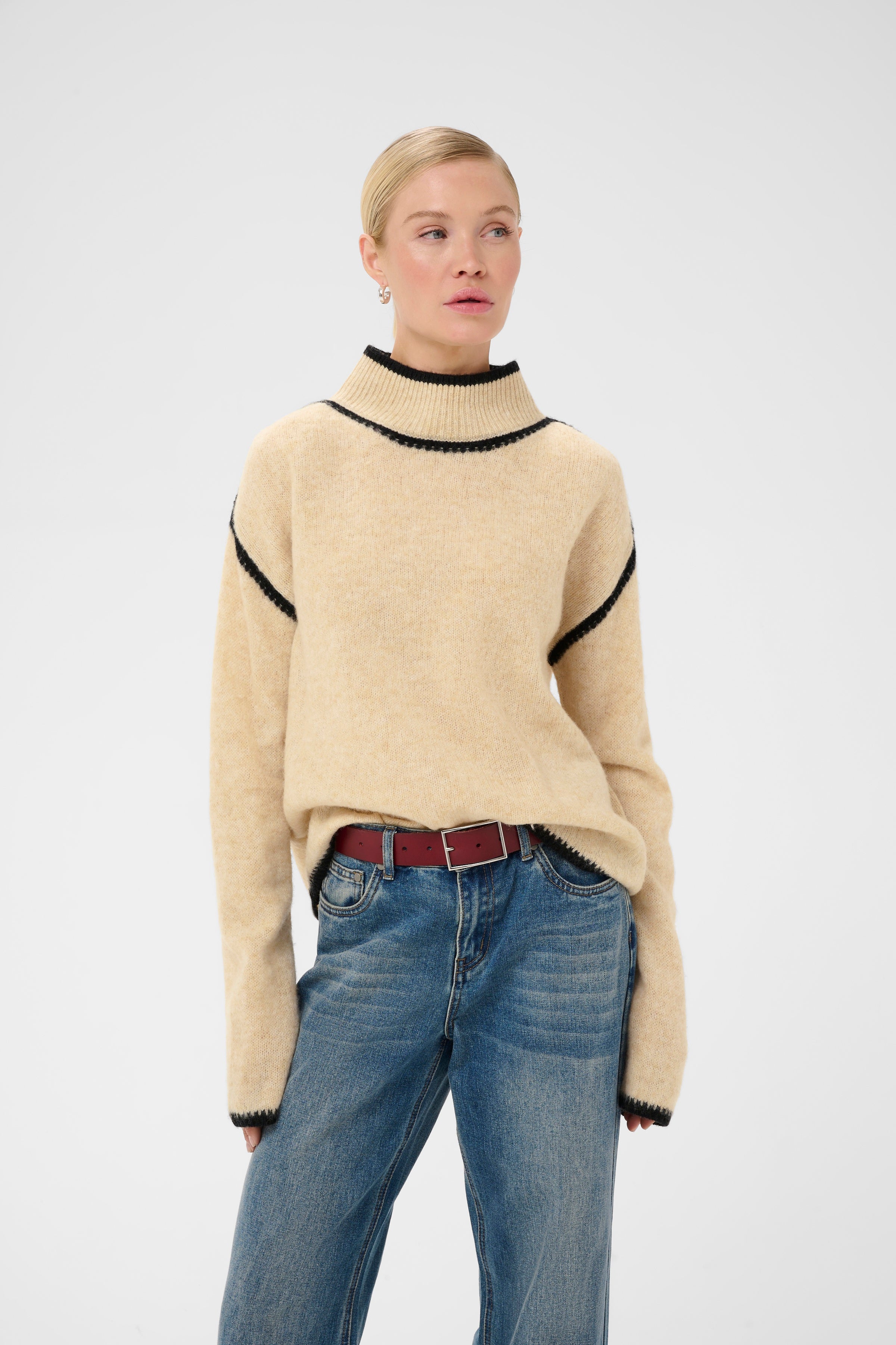 Jia Katrina Turtleneck in Whitecap Melange