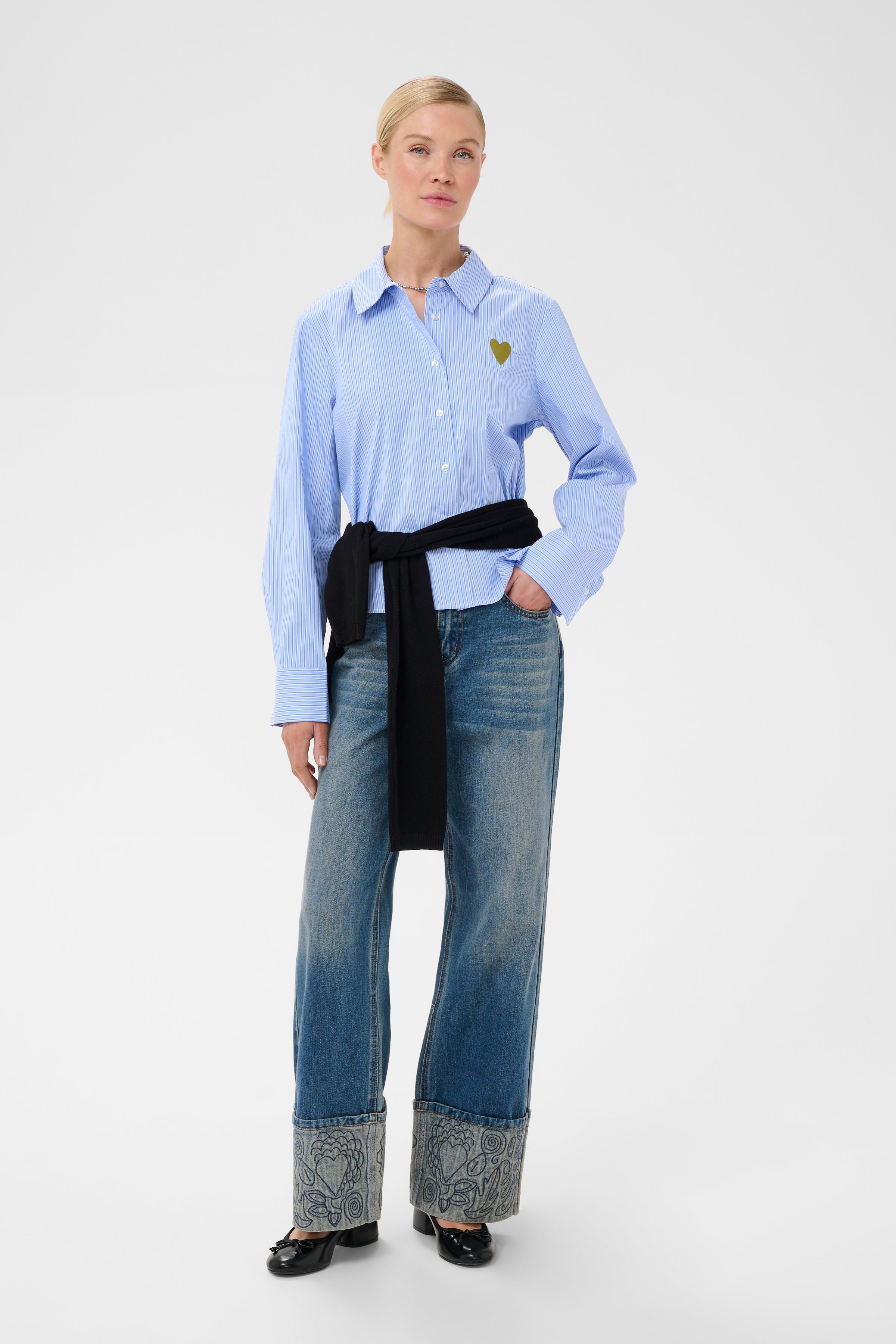 Ebony Short Shirt in Blue Stripe