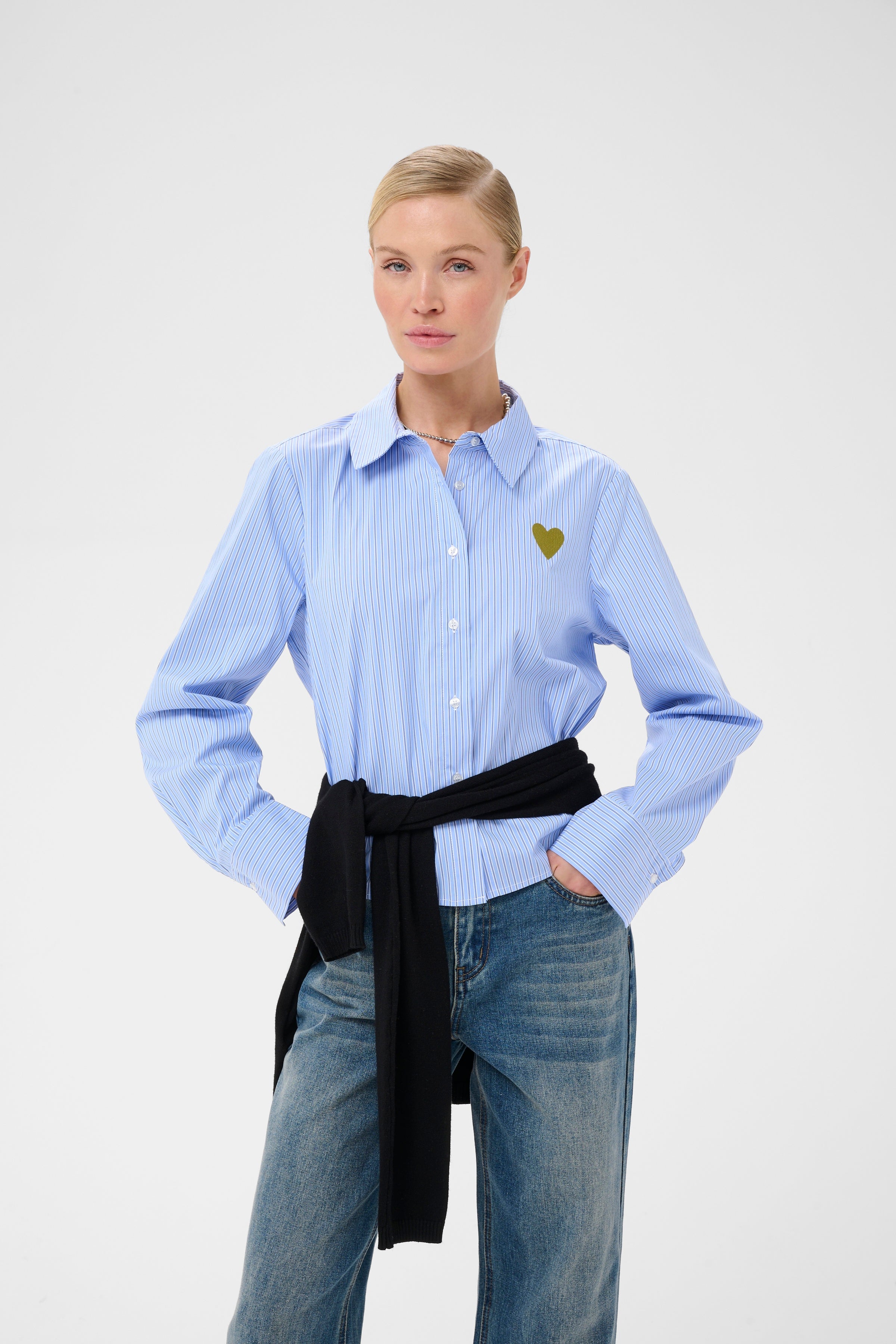 Ebony Short Shirt in Blue Stripe