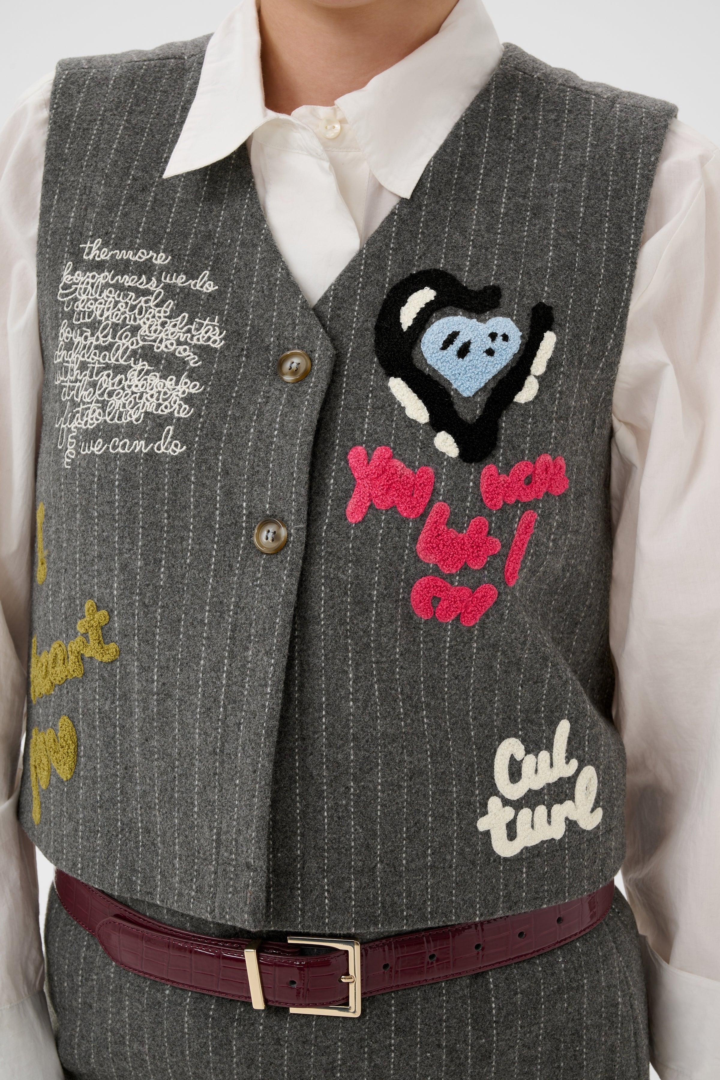 Kayla Waistcoat in Grey Pinstripe