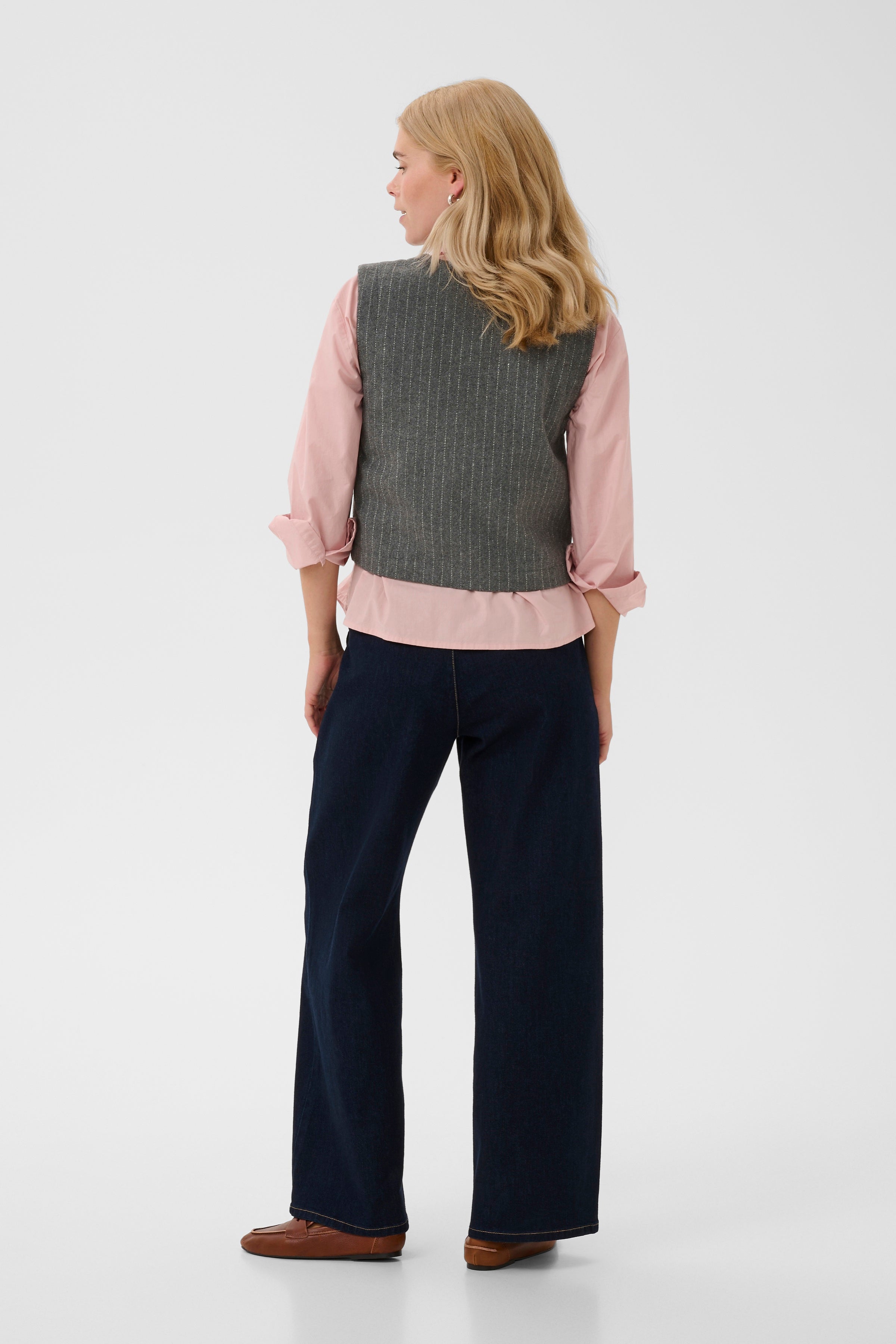 Kayla Waistcoat in Grey Pinstripe