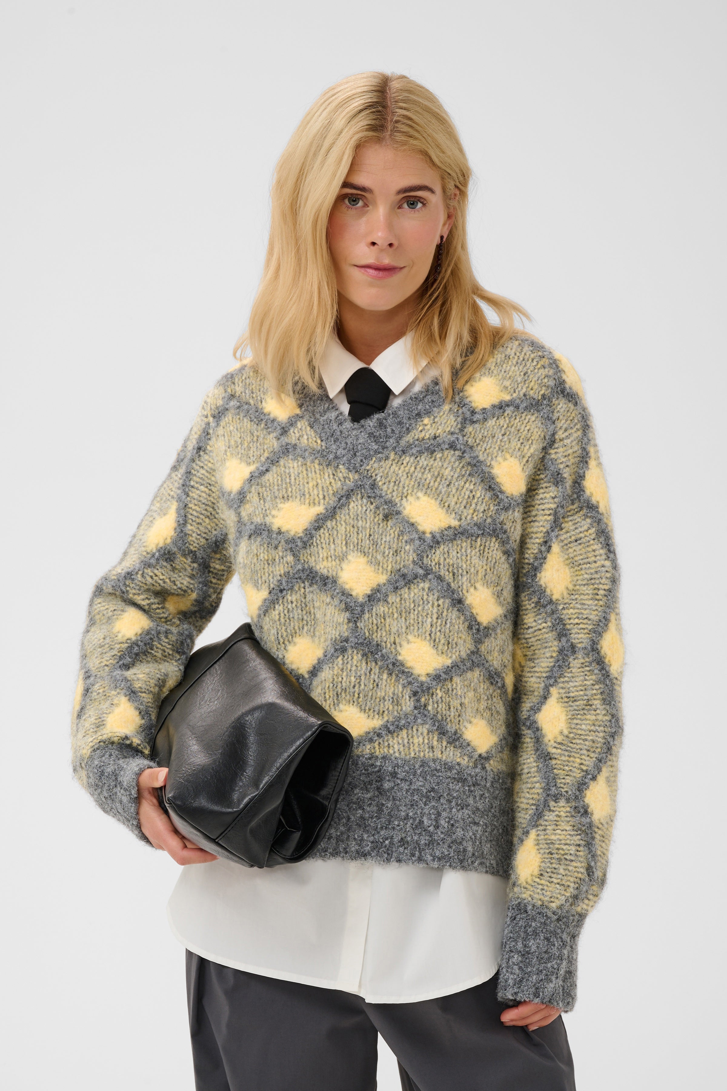 Gilan Pullover in Grey/Yellow