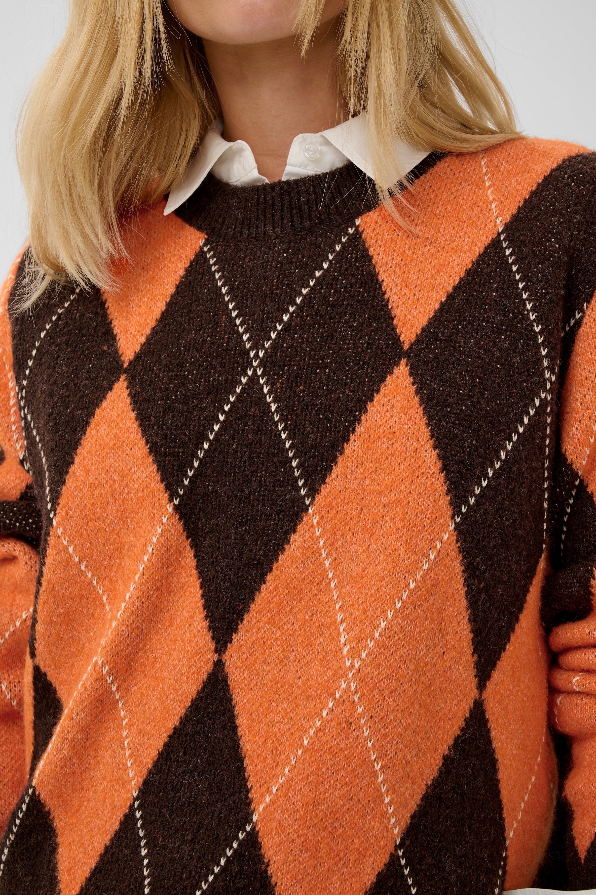 Argyle Pullover in Brown Argyle