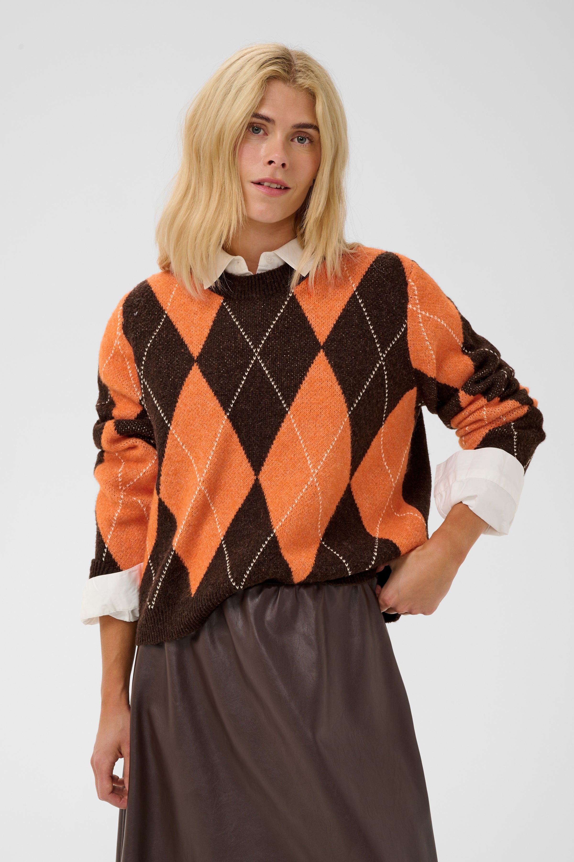 Argyle Pullover in Brown Argyle
