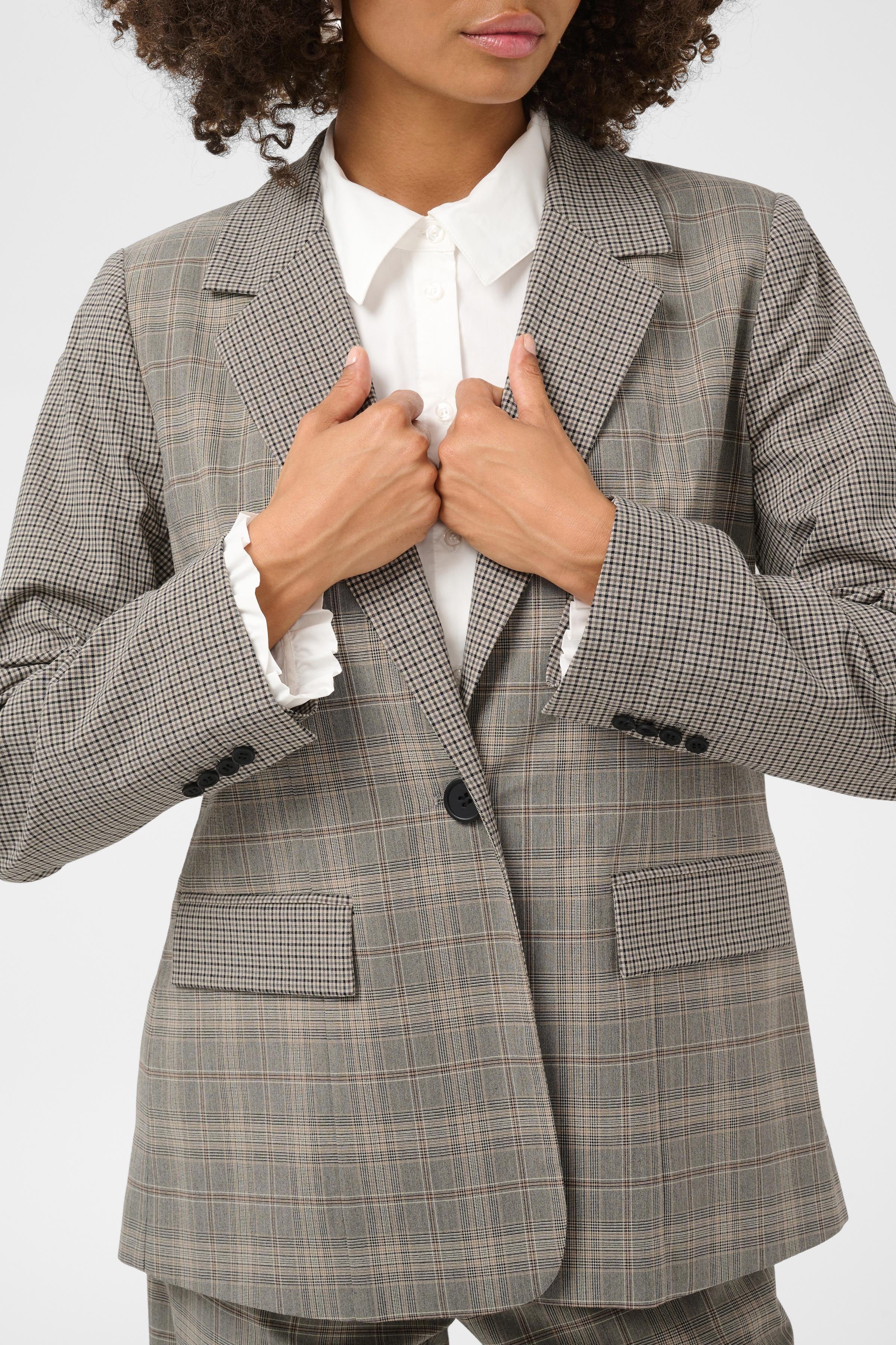 Celena Blazer in Gray Beige Check