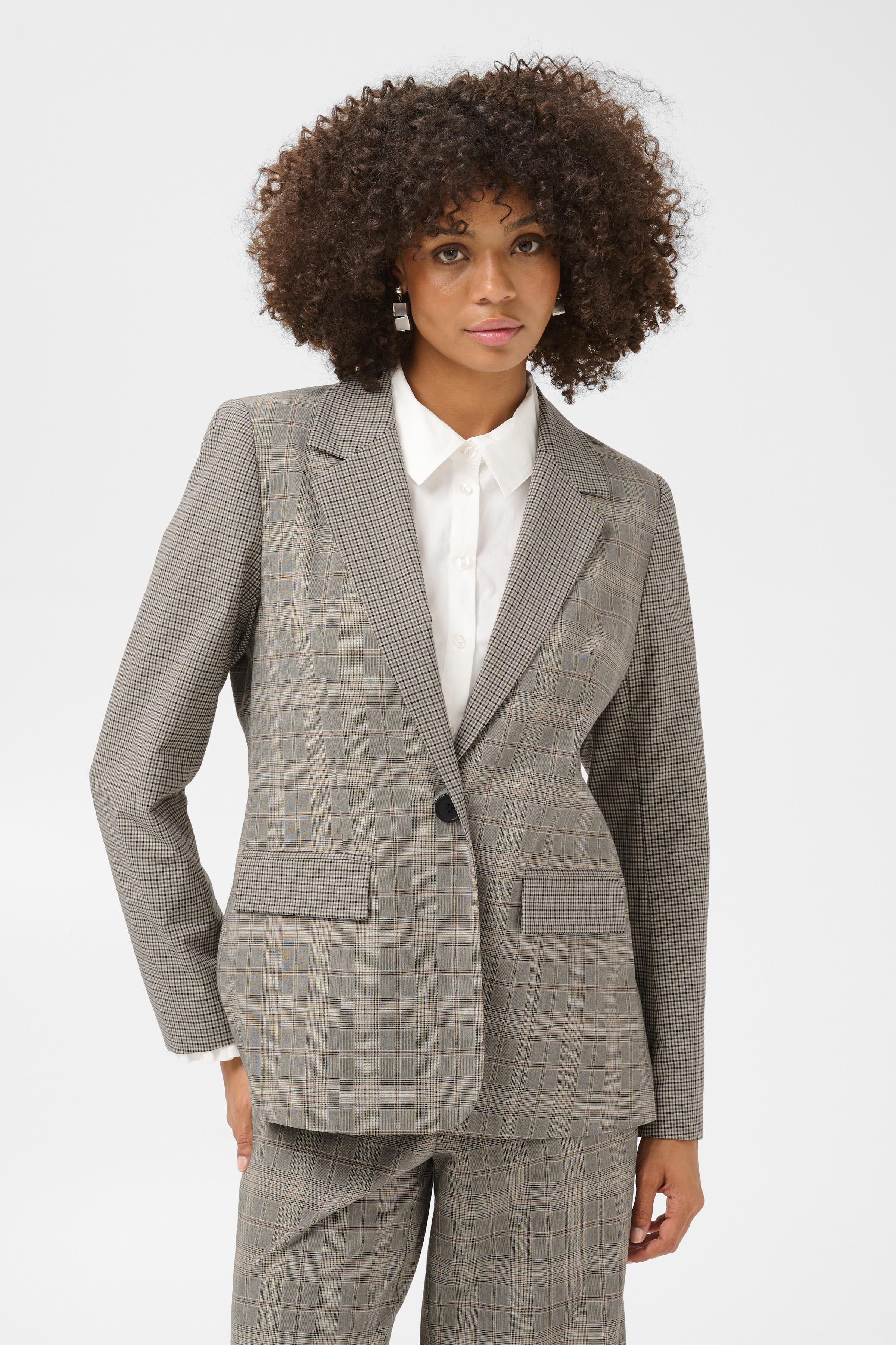 Celena Blazer in Gray Beige Check
