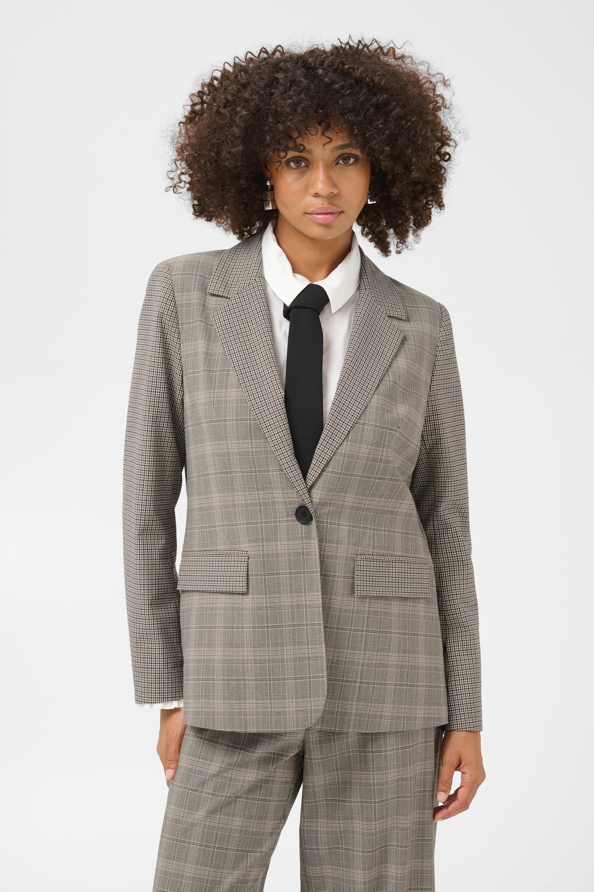 Celena Blazer in Gray Beige Check
