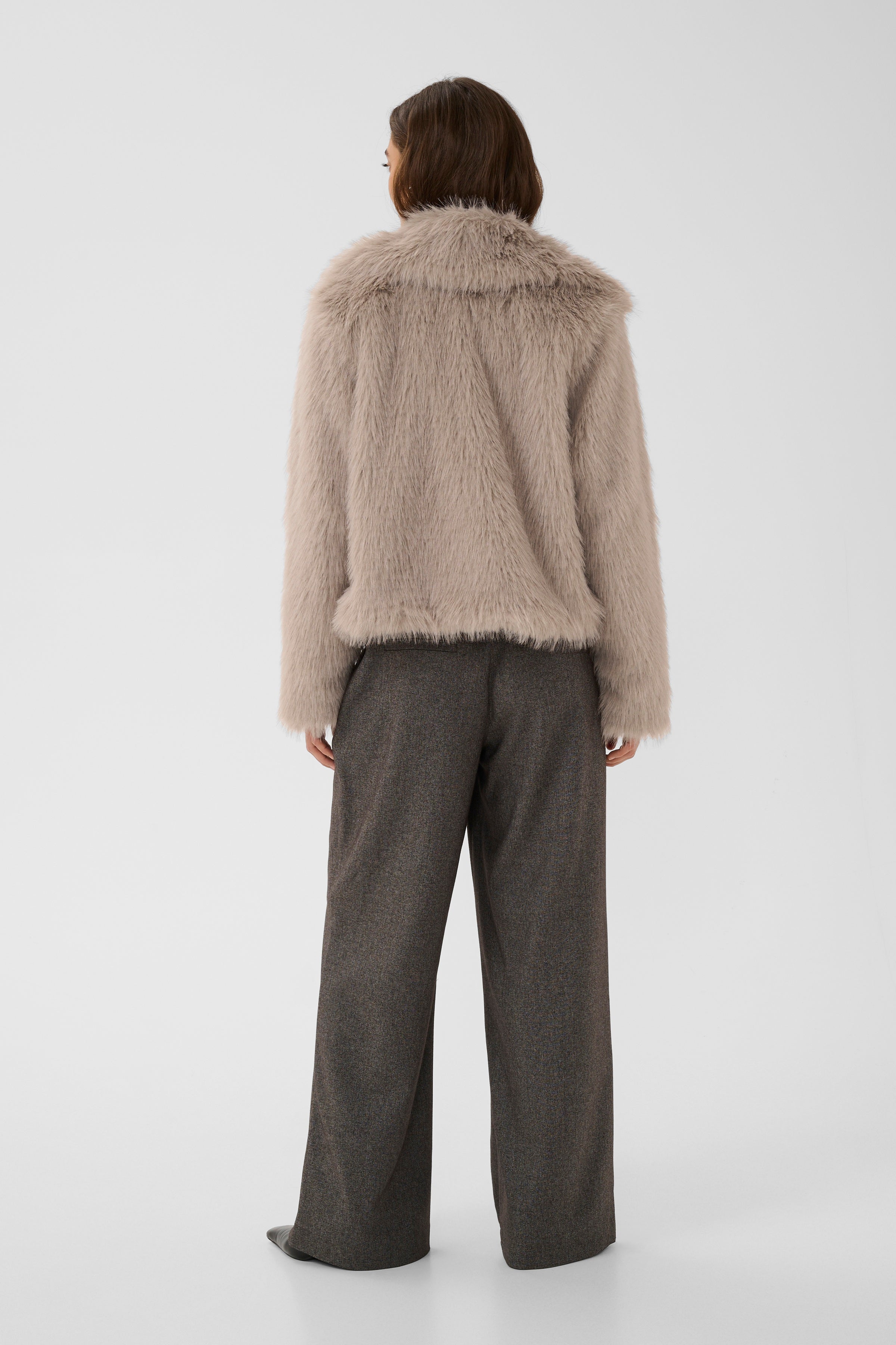 Furra Faux Fur Jacket in Beige
