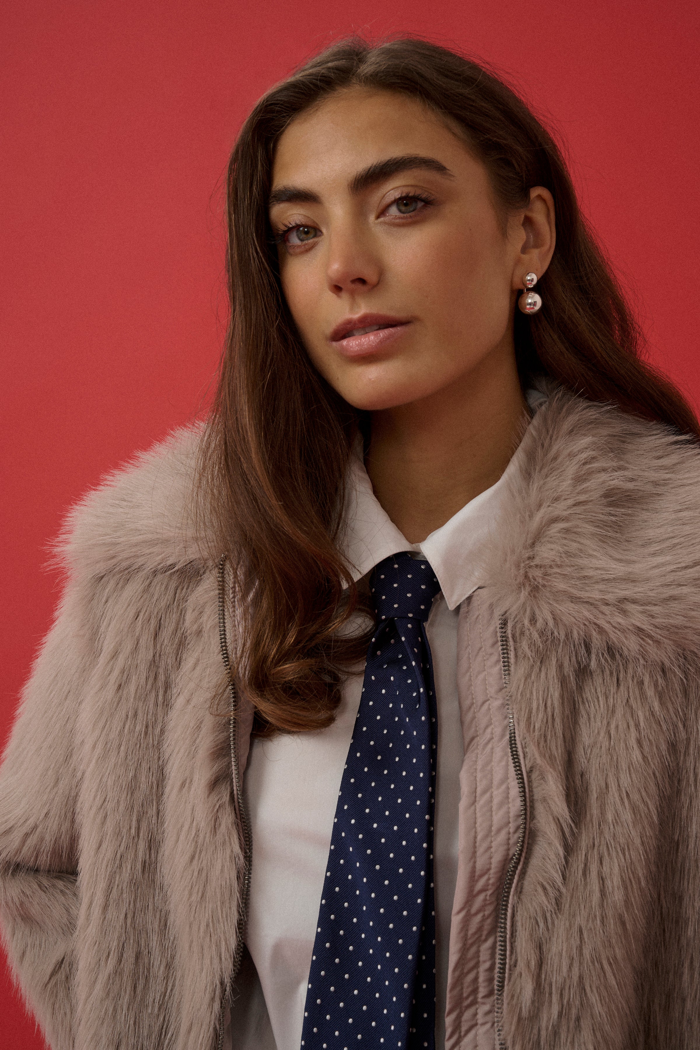 Furra Faux Fur Jacket in Beige