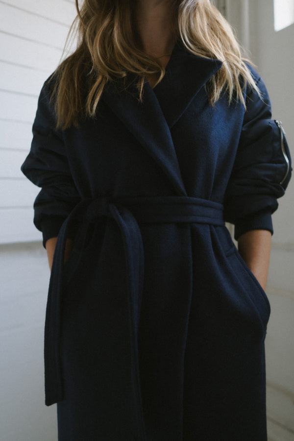 Lea Long Wool Coat in Inkwell