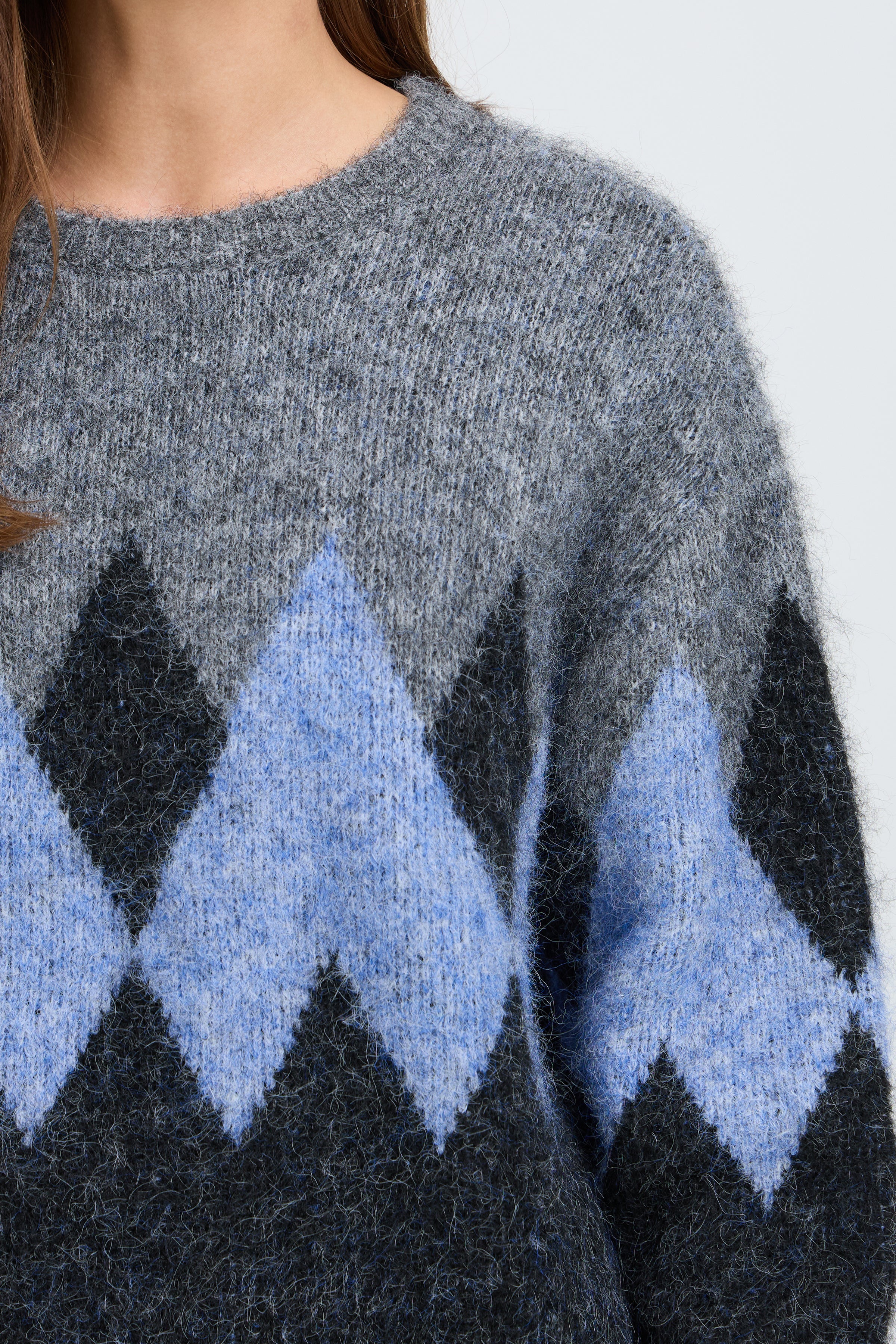 Estel Pullover in Grey Melange & Blue