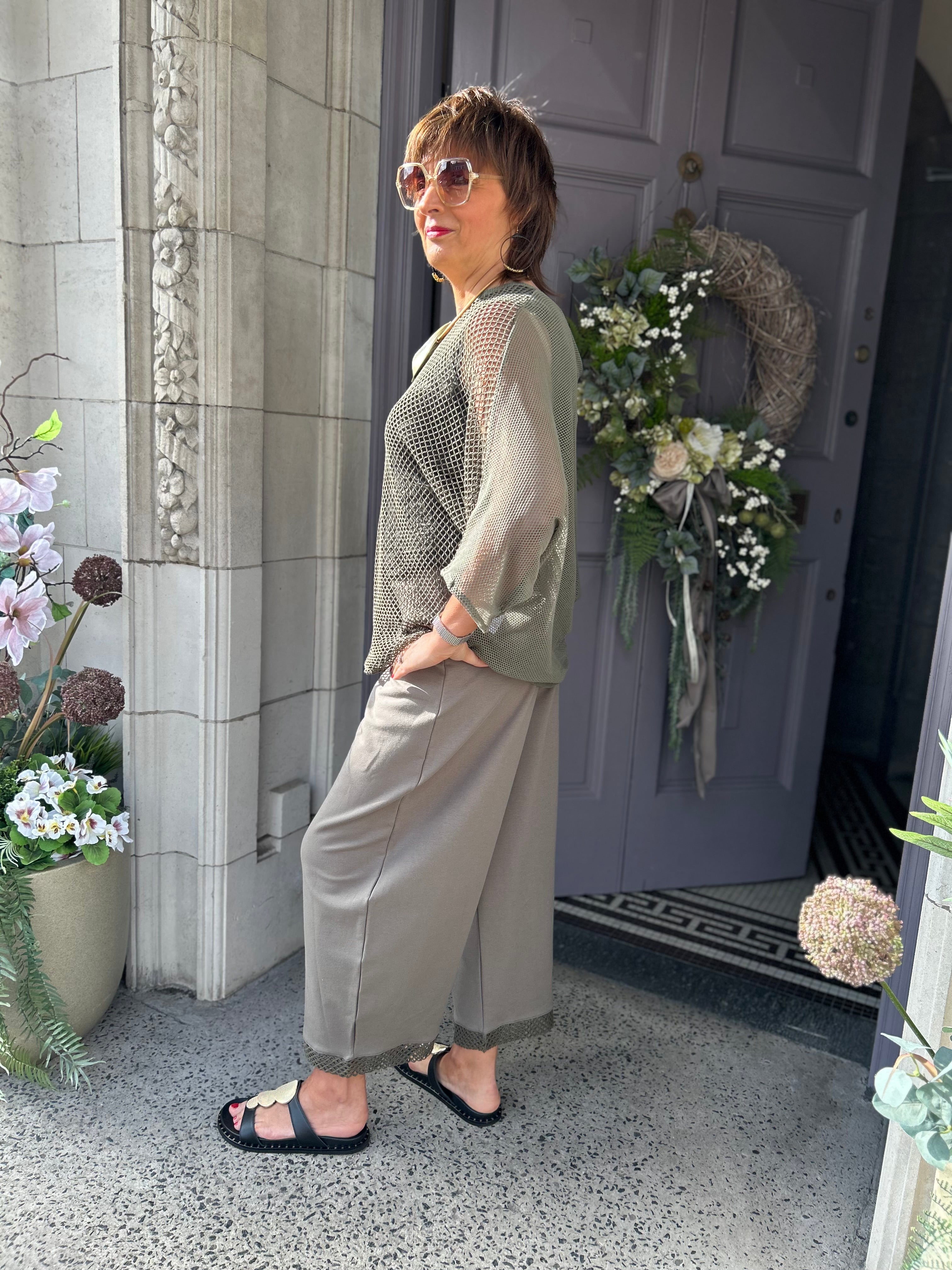 Mesh Top with Under Layer in Khaki