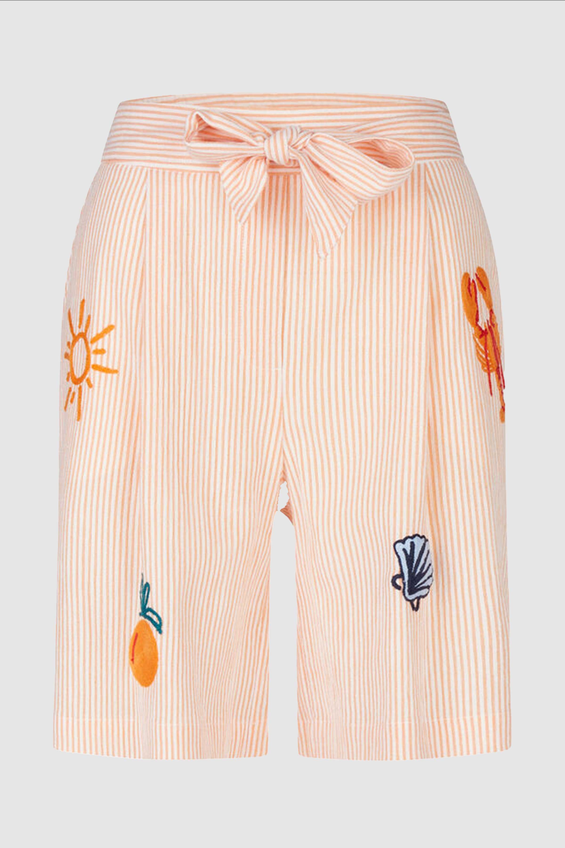 Stripe Embroidered Shorts in Orange