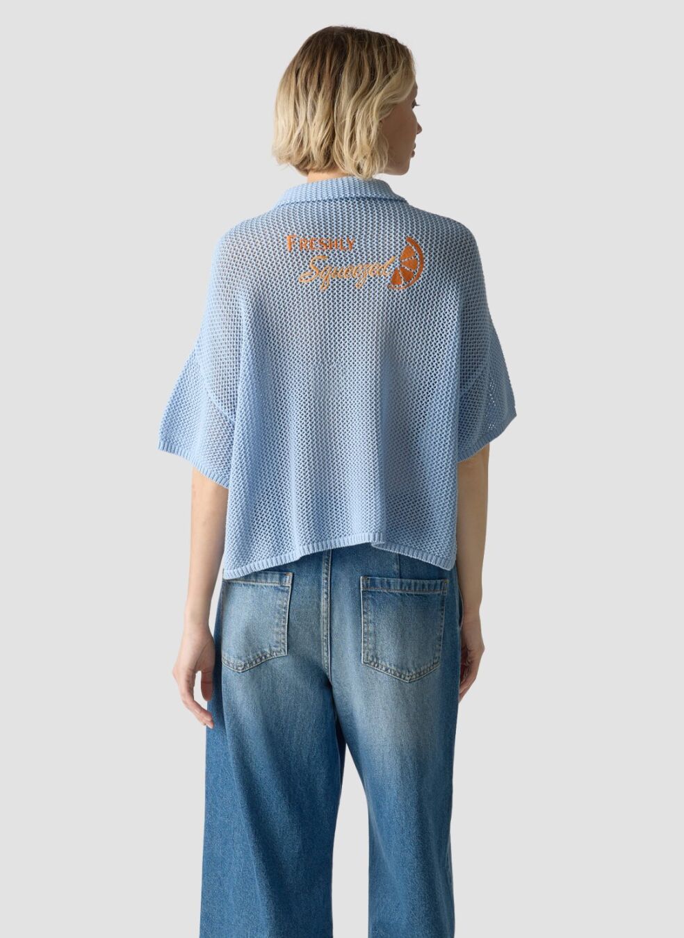 Orange Club Shirt in Powder Blue