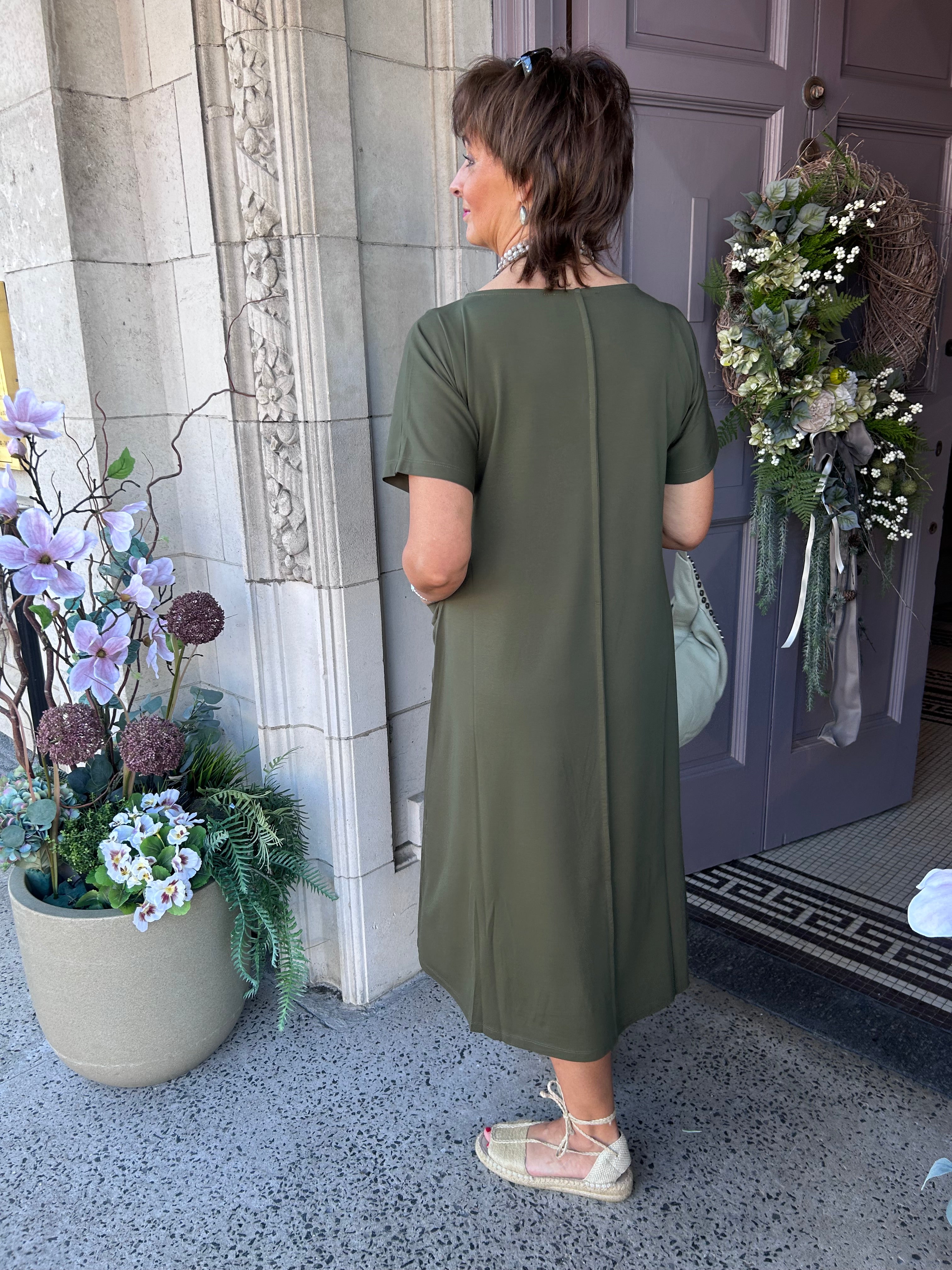 Utility Pocket Dress in Olive