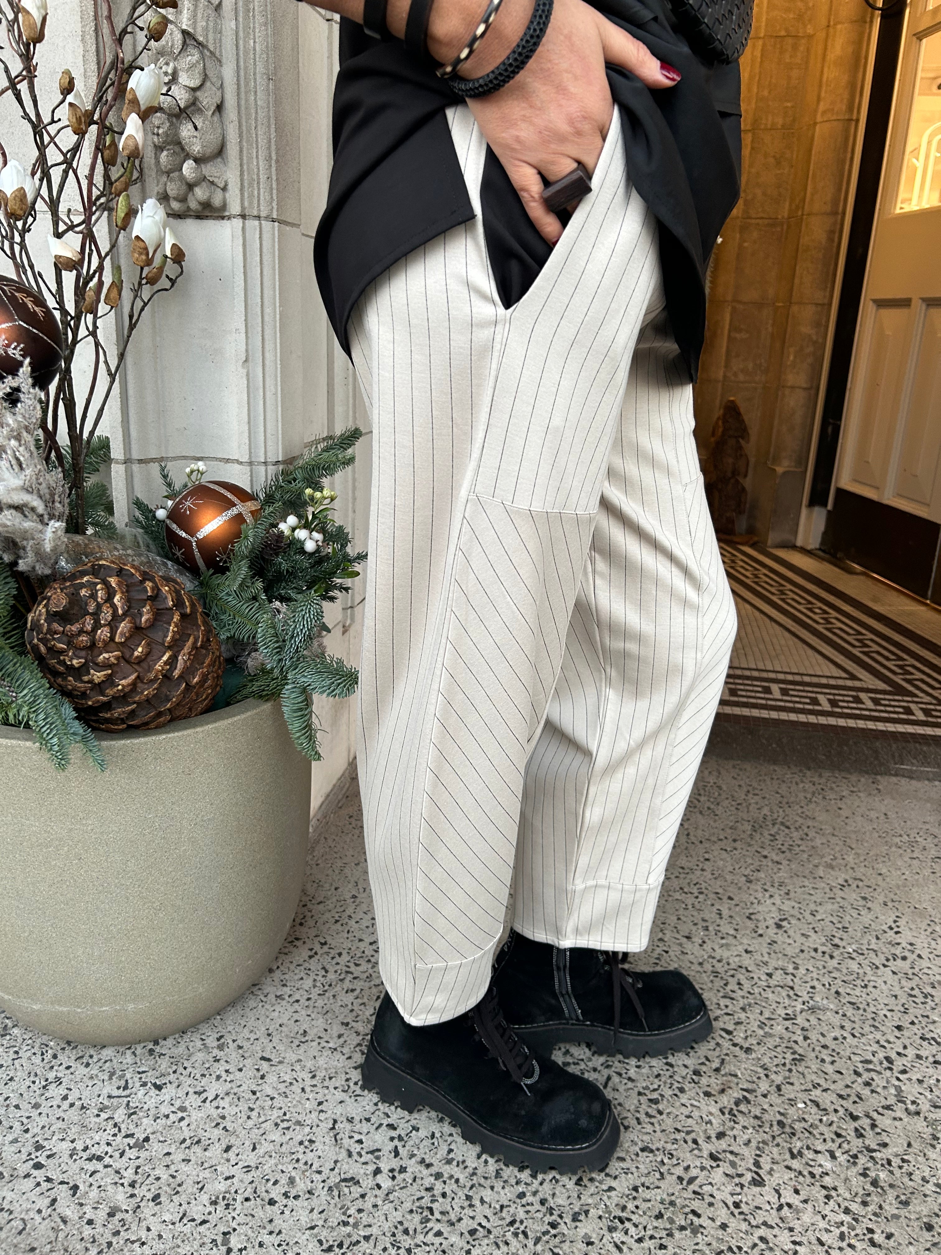 Pinstripe Trouser in Cream