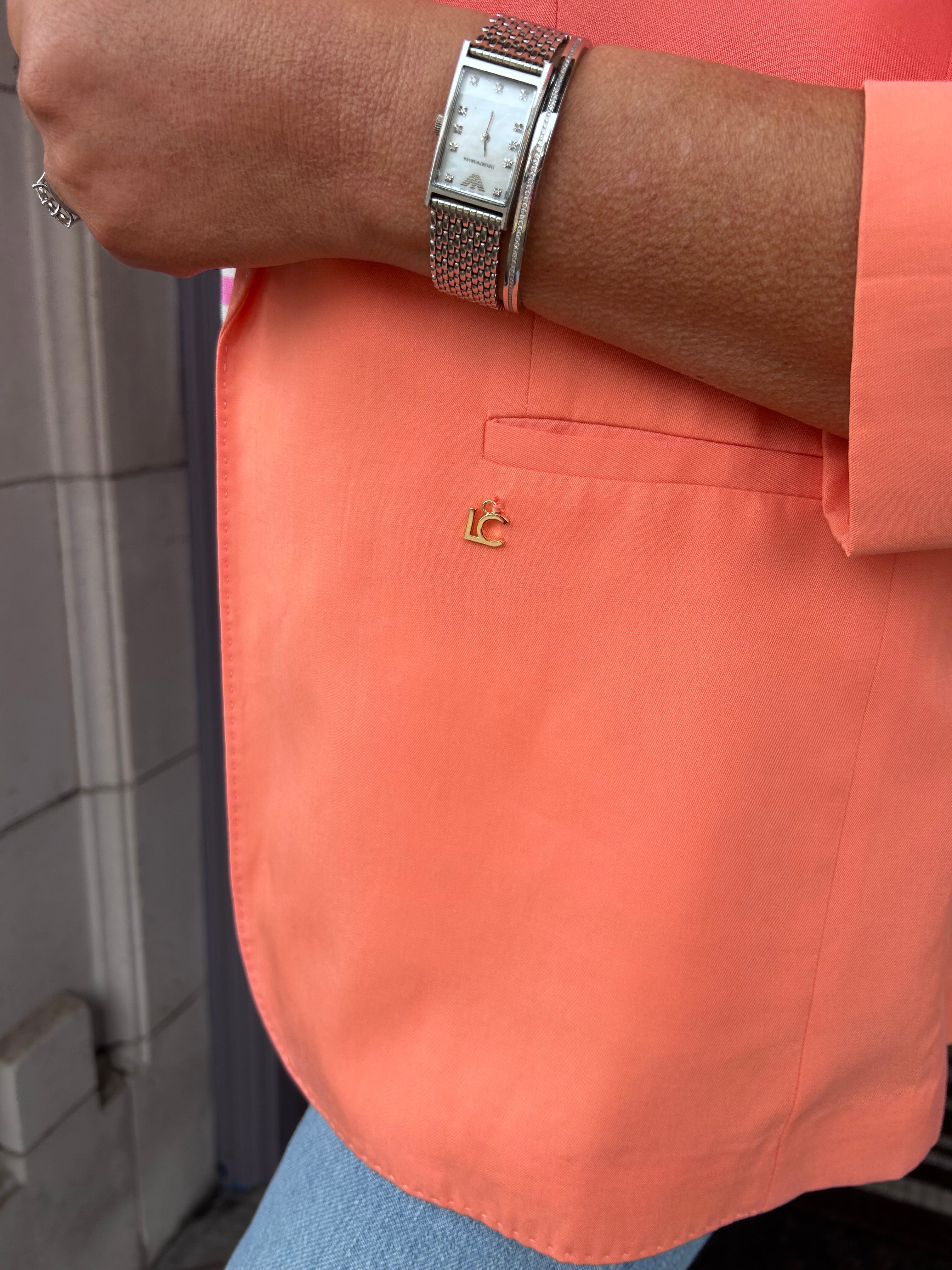 Blazer with No Buttons in Coral