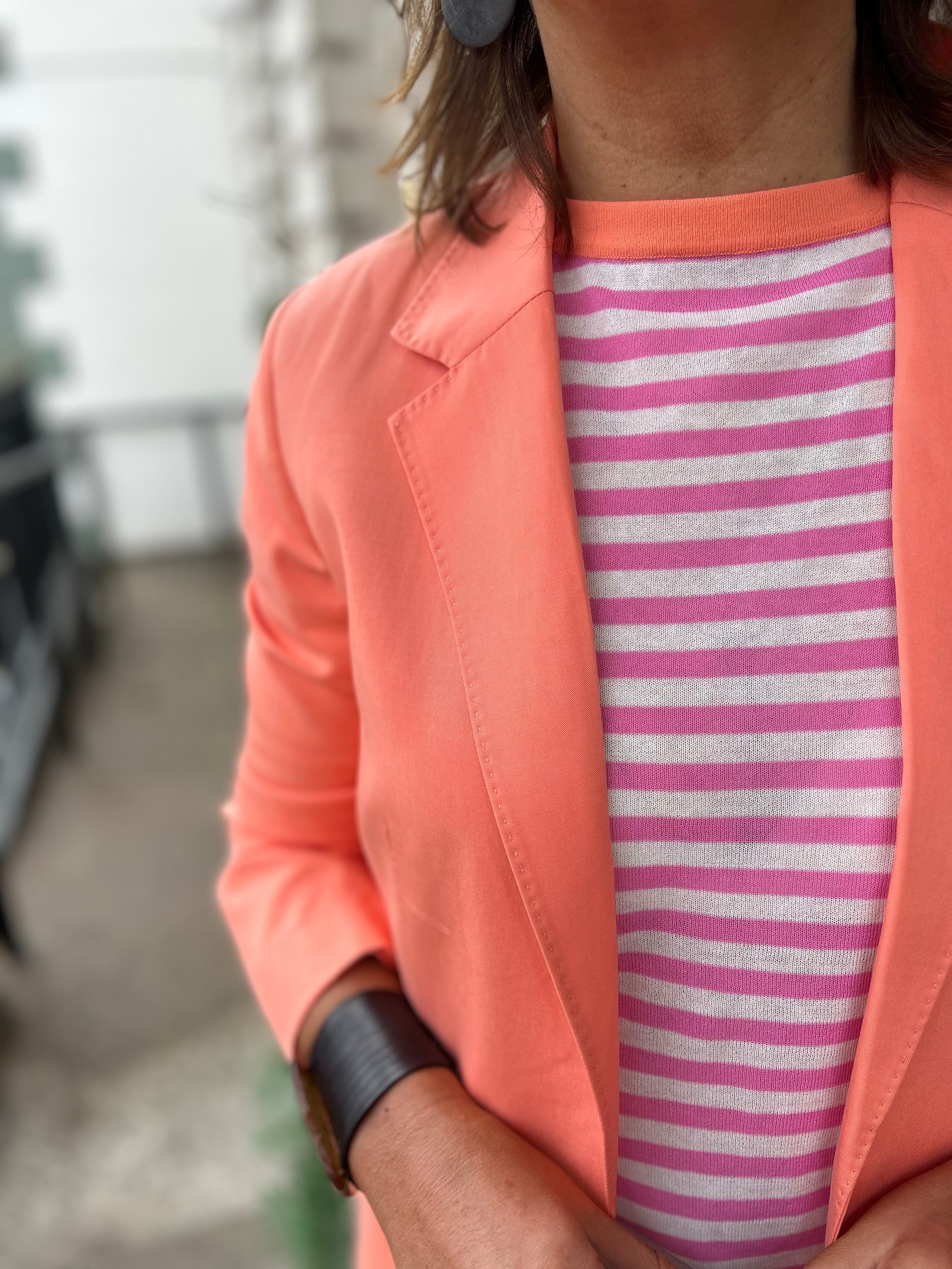 Blazer with No Buttons in Coral