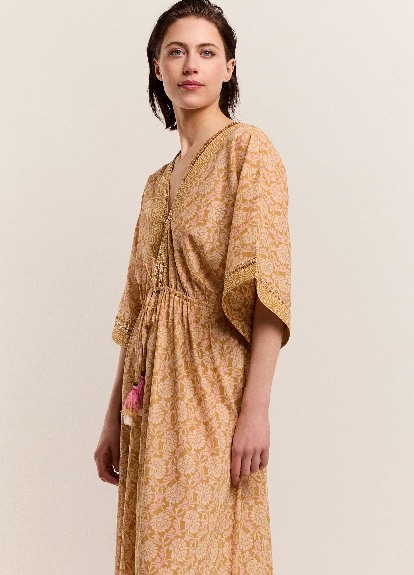 Kimono Dress in Soft Camel