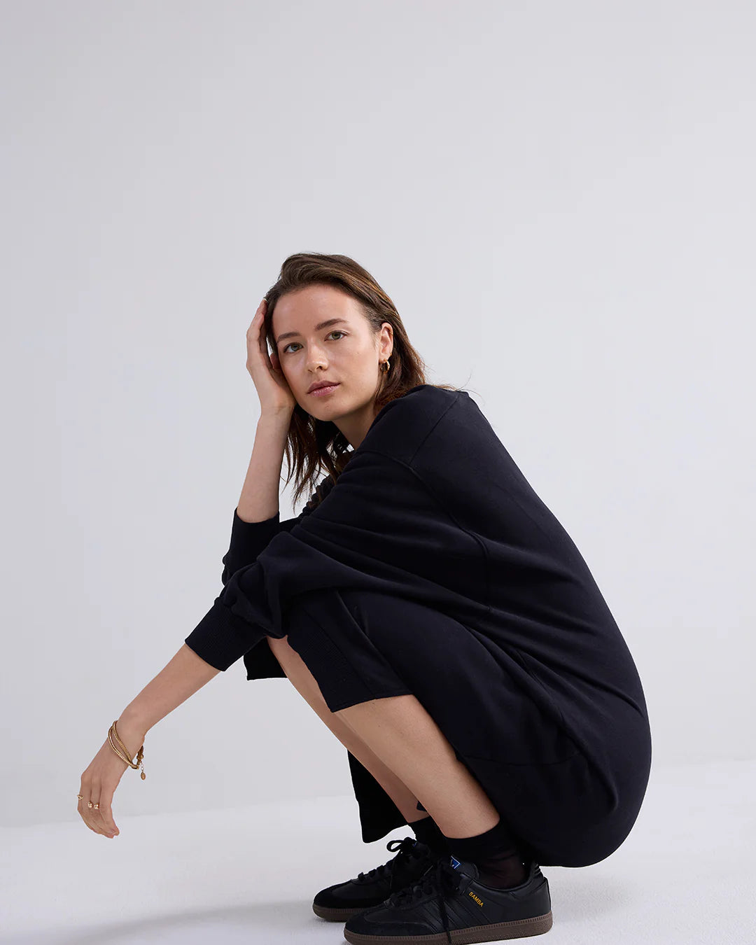 Oversized Dress in Sweat Brushed Black