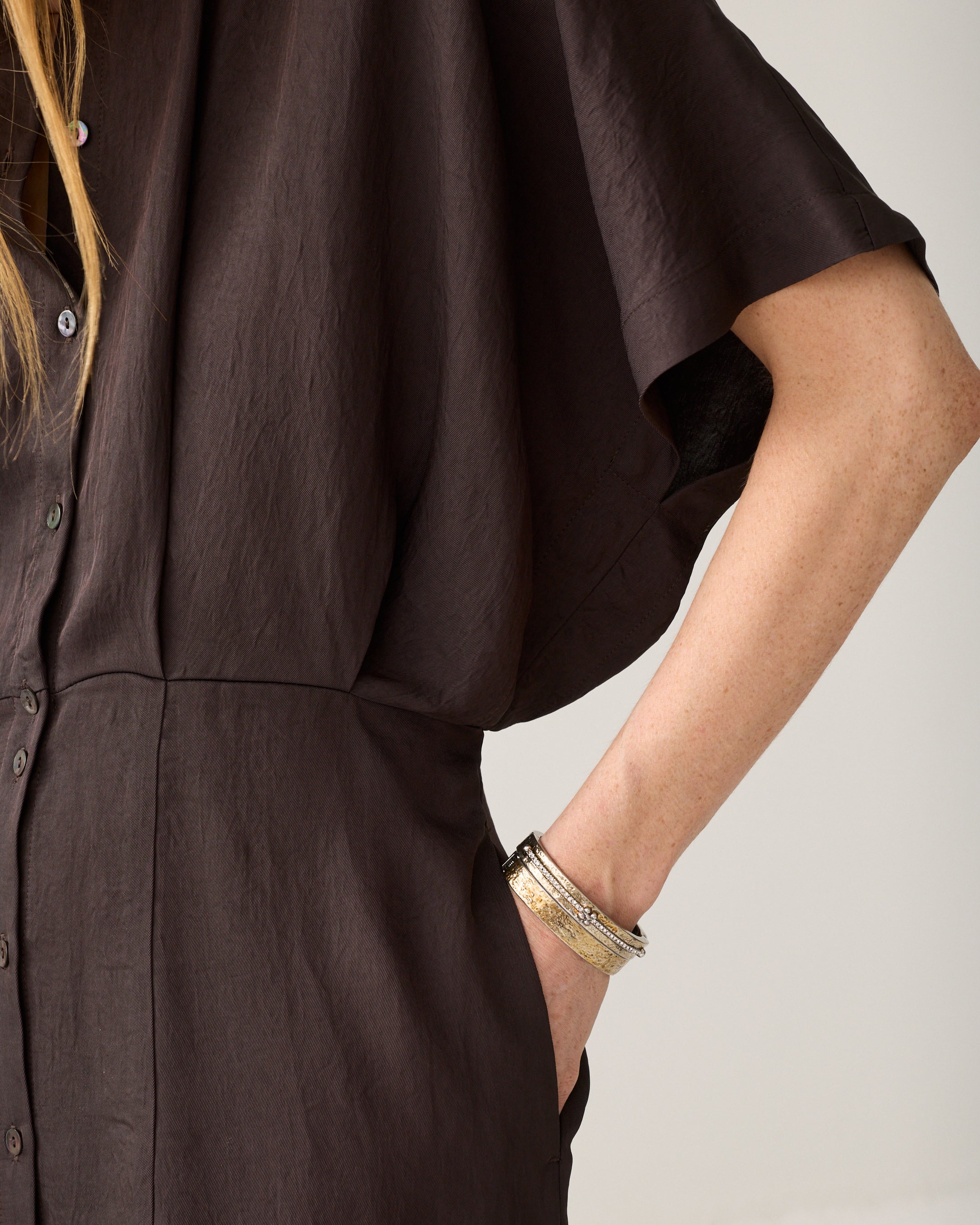 Button Down Dress Light Twill in Dark chocolate