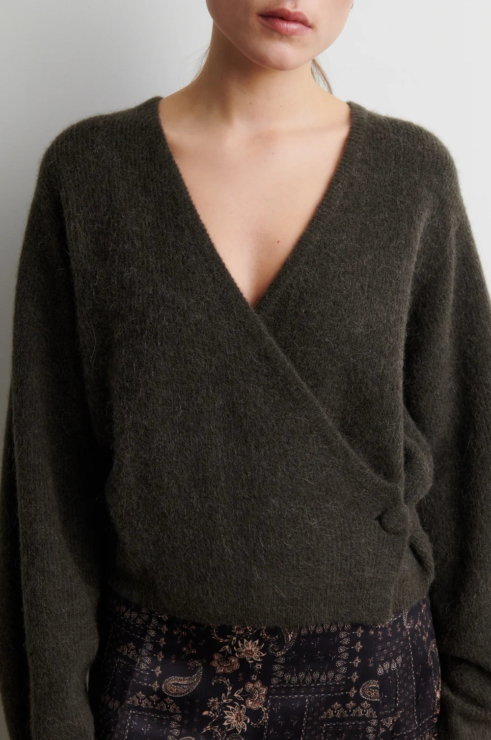 Gabby Wrap Knit in Black Olive