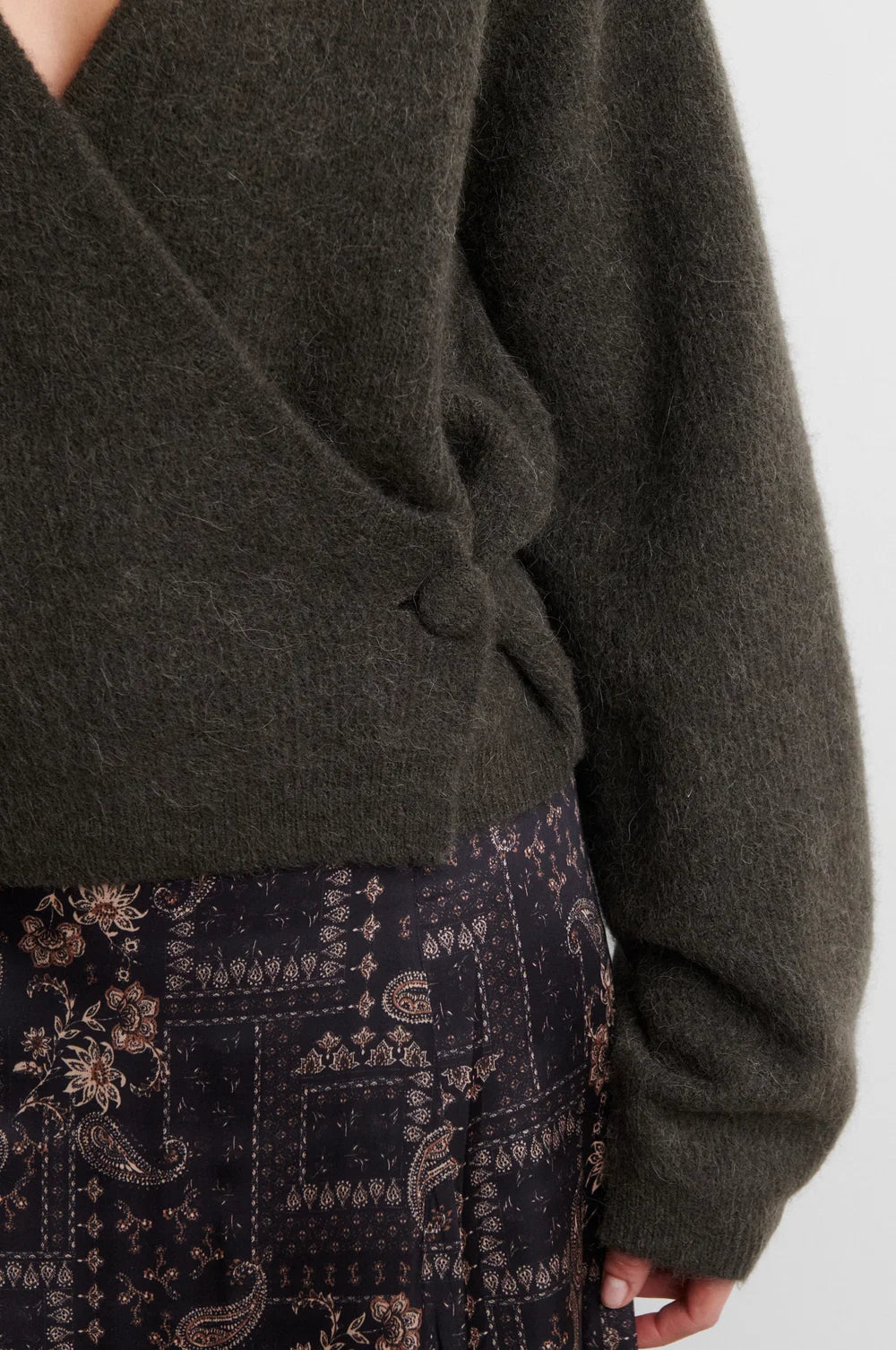 Gabby Wrap Knit in Black Olive