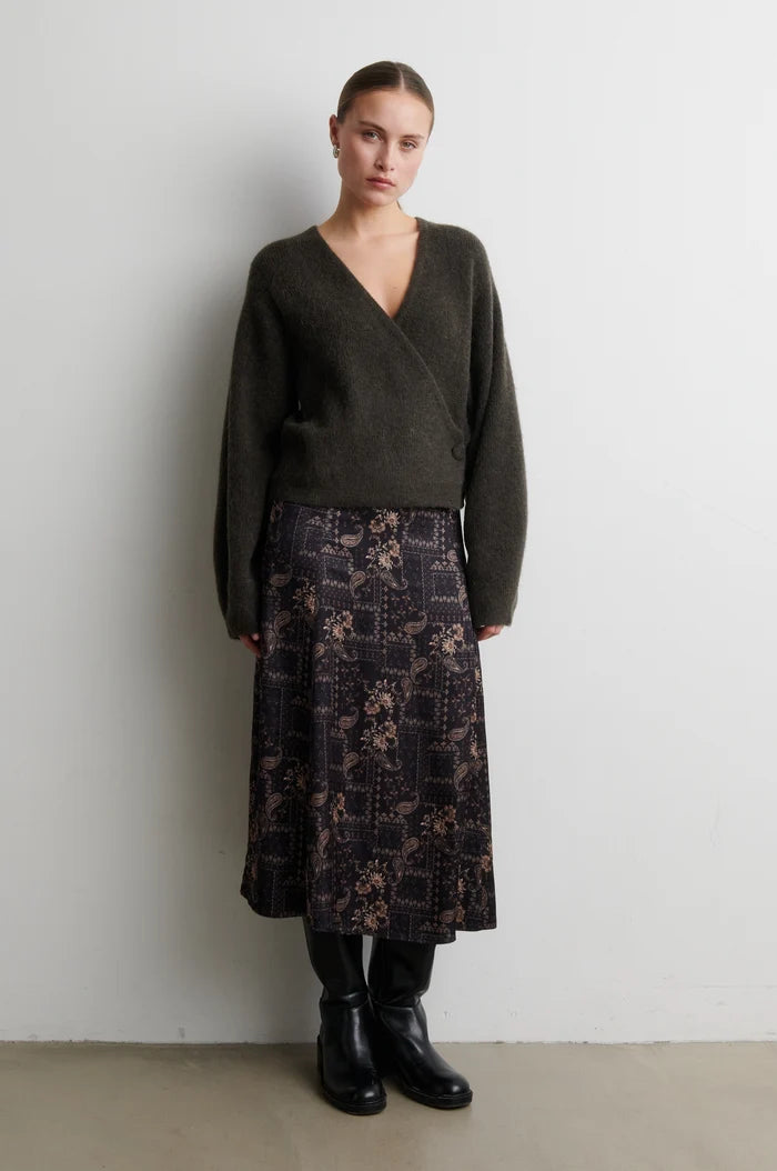 Gabby Wrap Knit in Black Olive