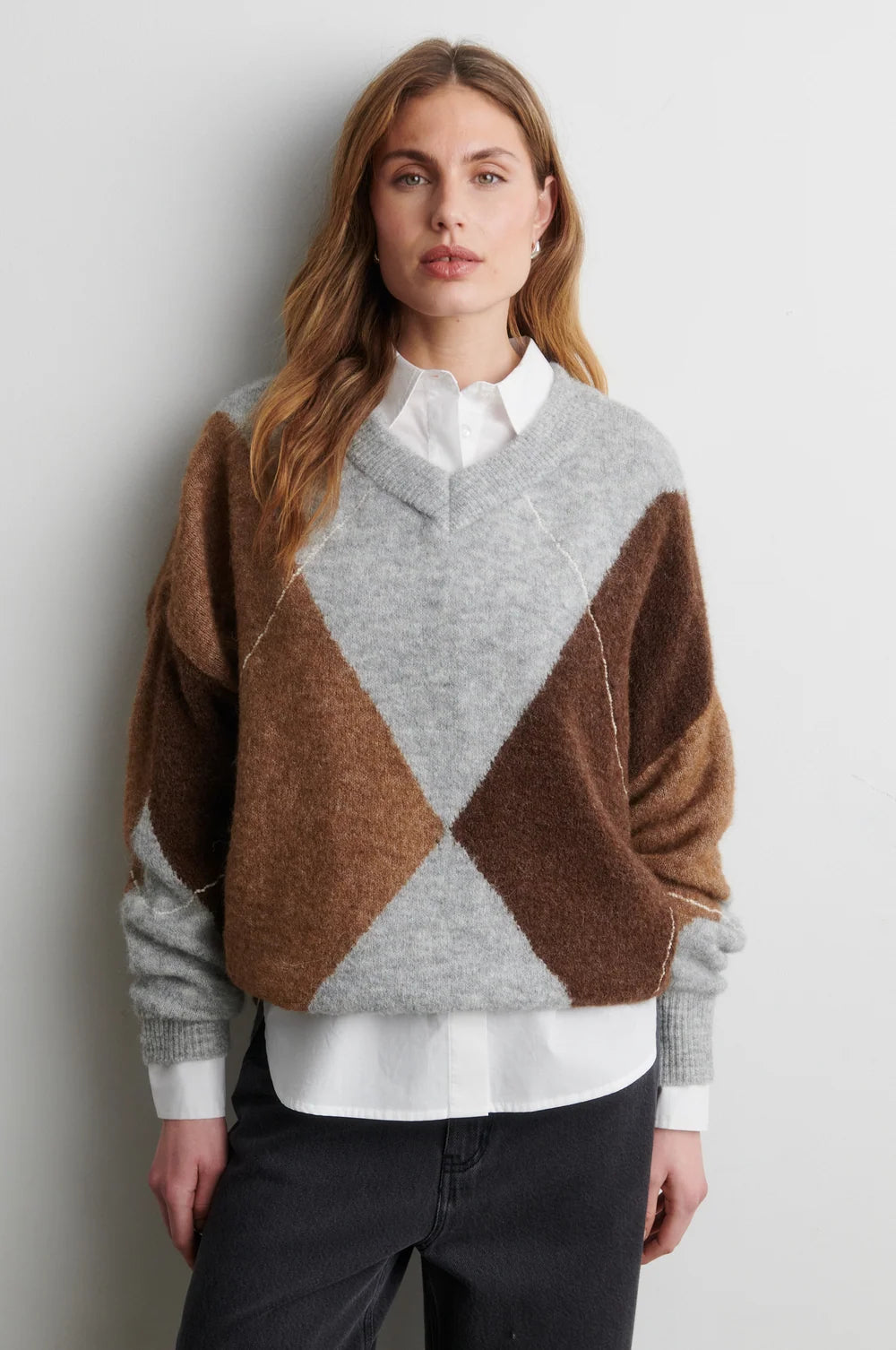 Forca Knit V-Neck in Light Grey Melange