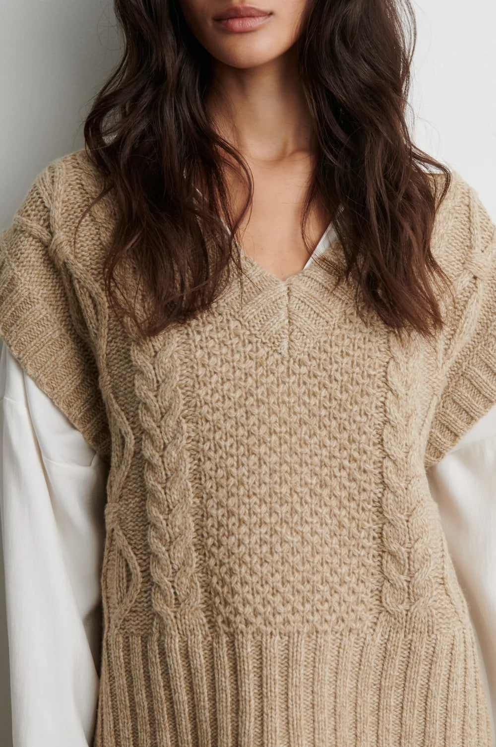 Janne Knit Vest in Camel Melange
