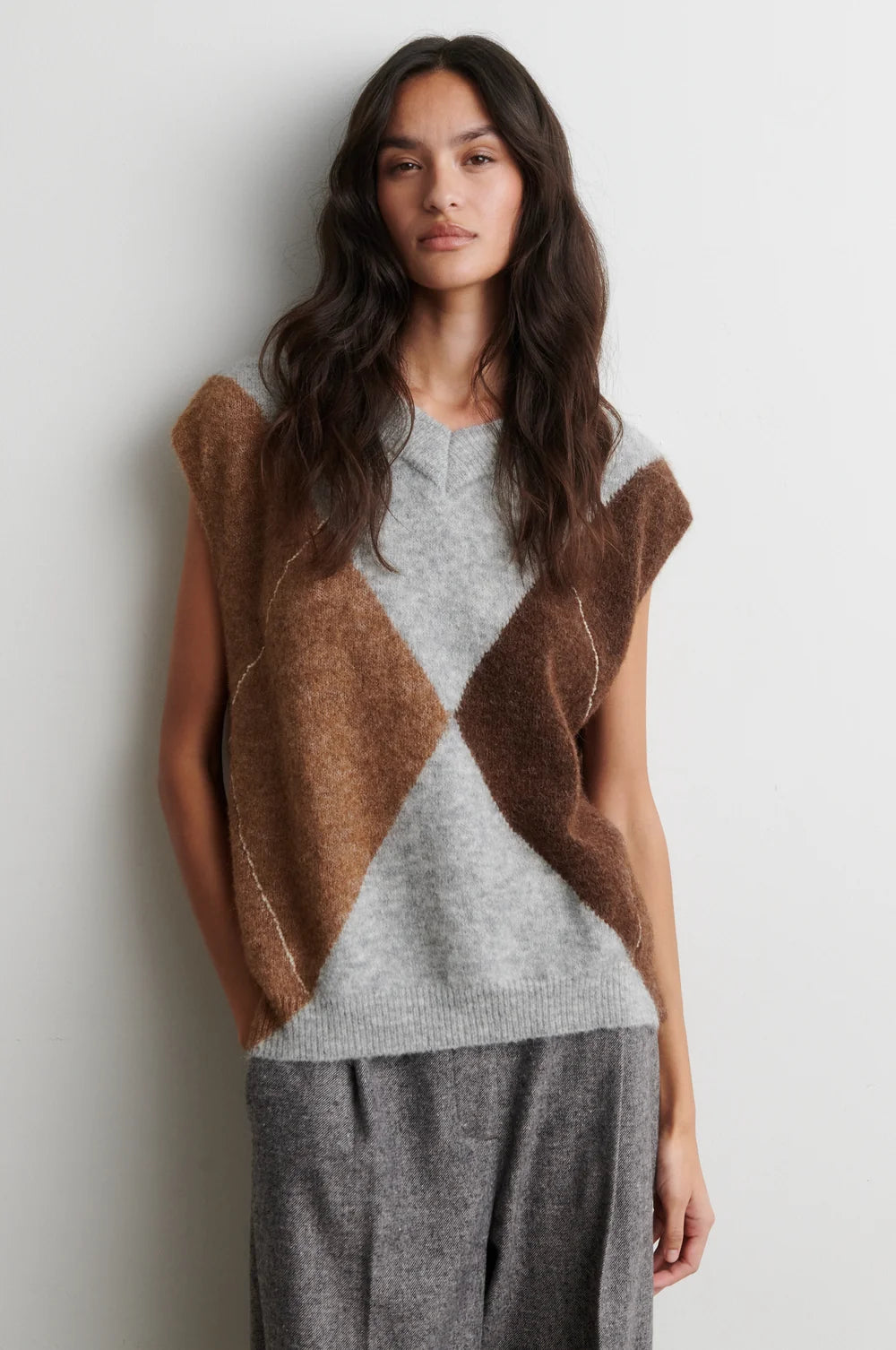 Forca Knit Vest in Light Grey Melange