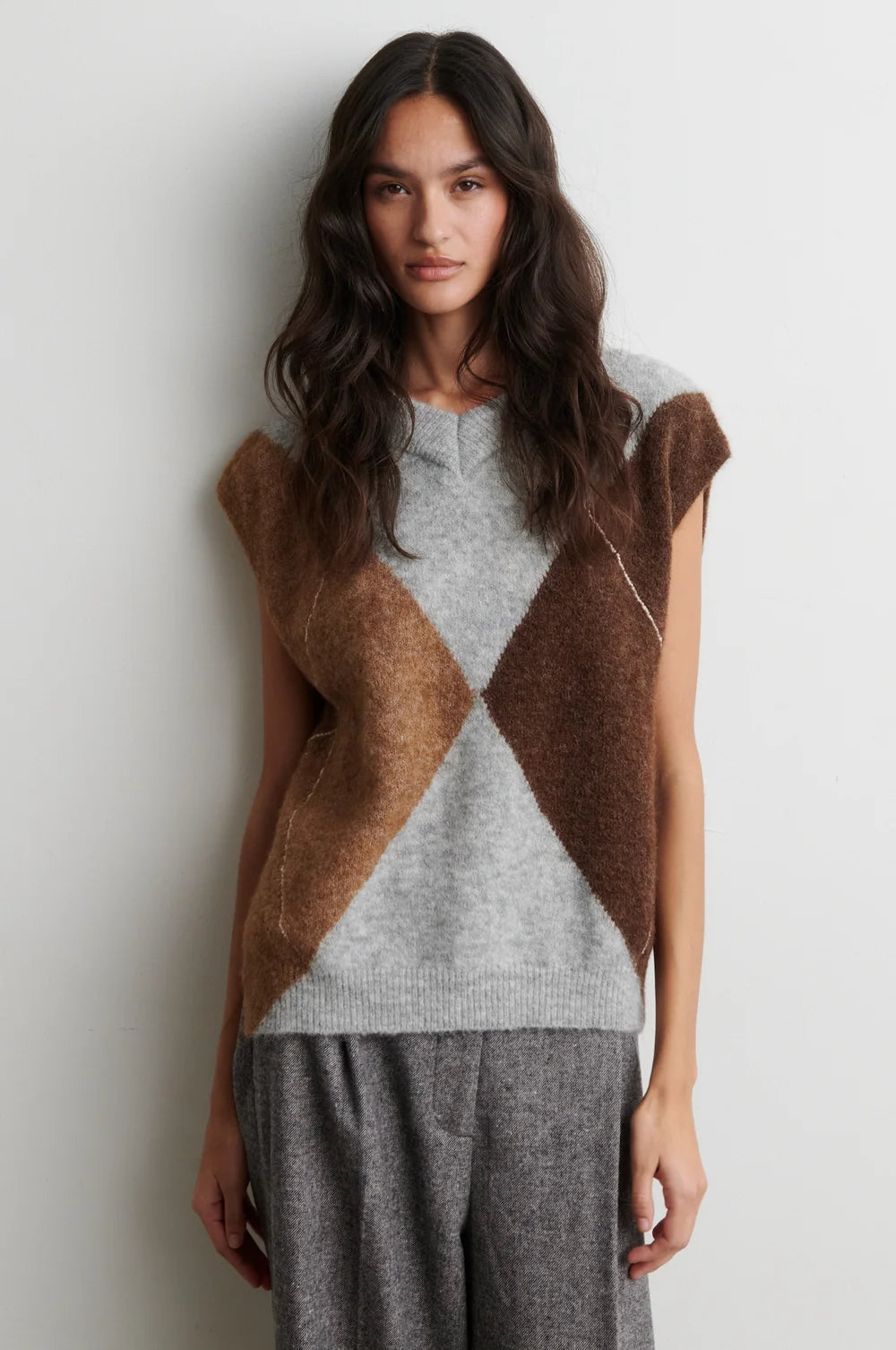 Forca Knit Vest in Light Grey Melange