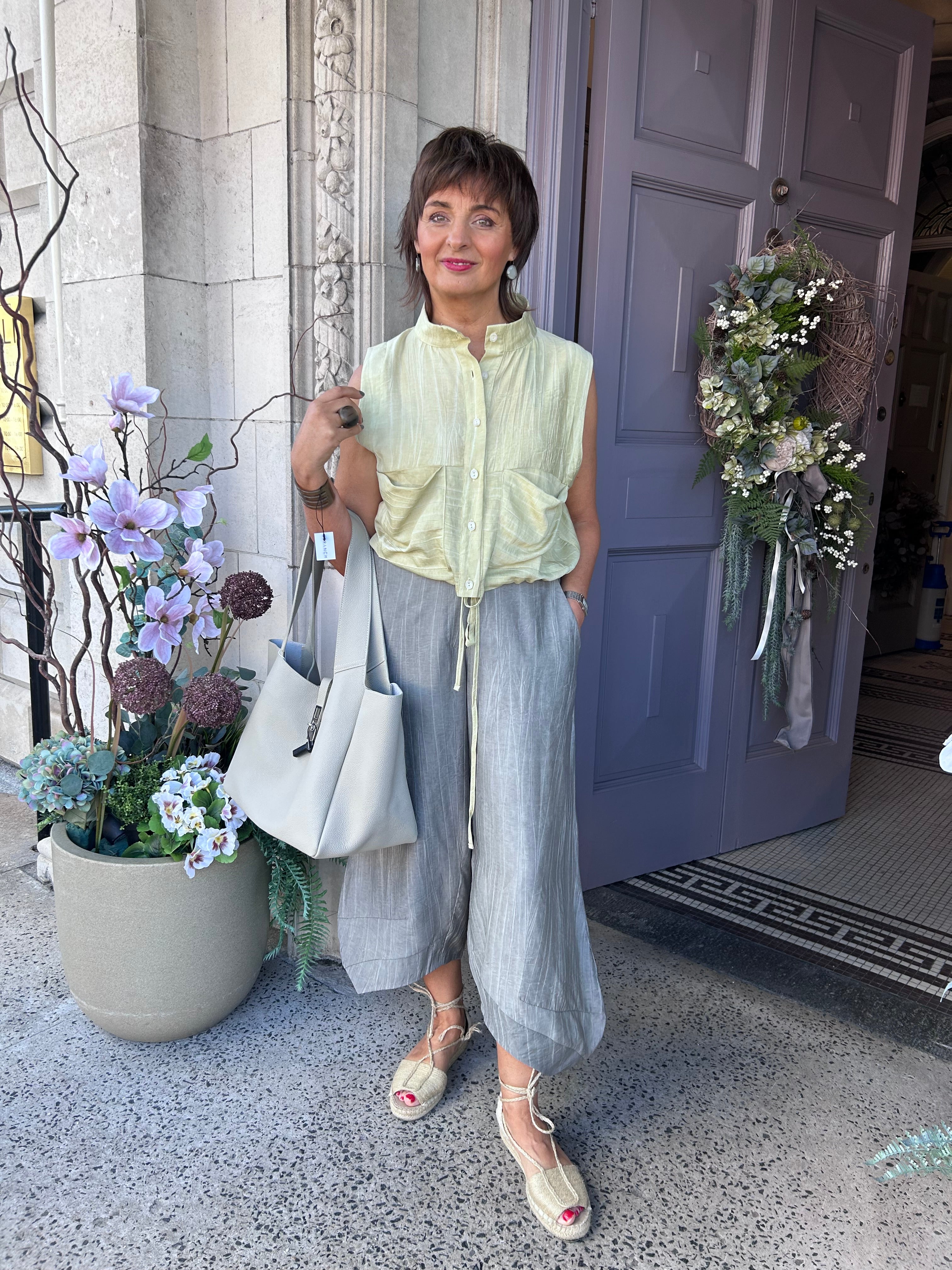 Button Up Front Gilet in Lemon