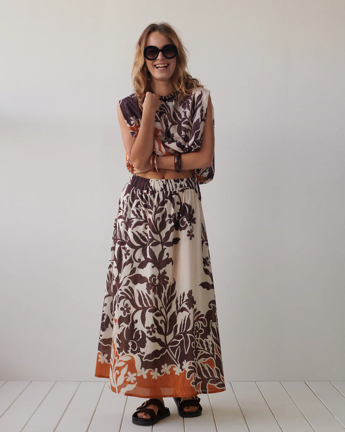 Skirt Border Print Double in Multicolour