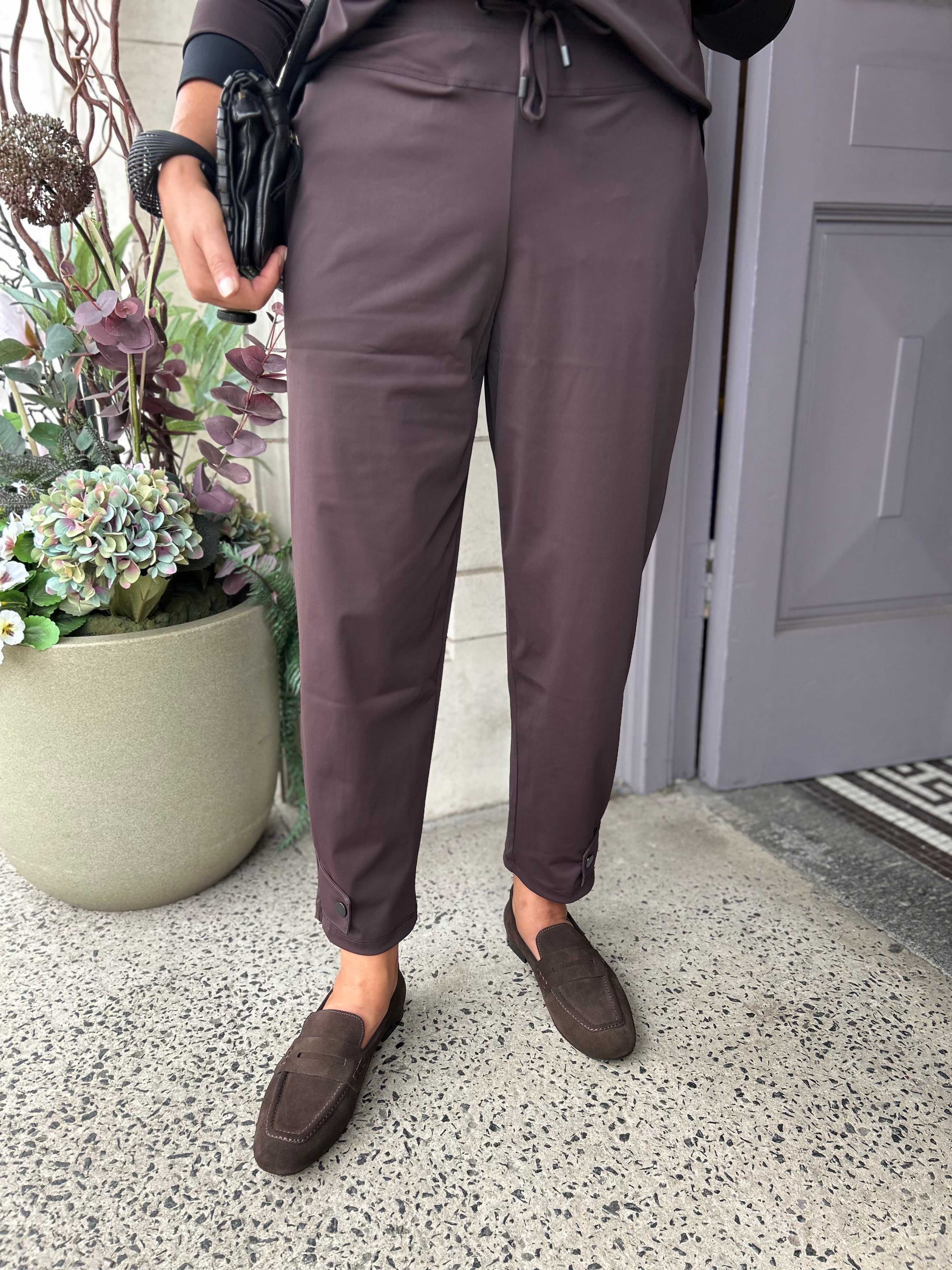 Drawstring Trouser With Tab At Hem in Choko
