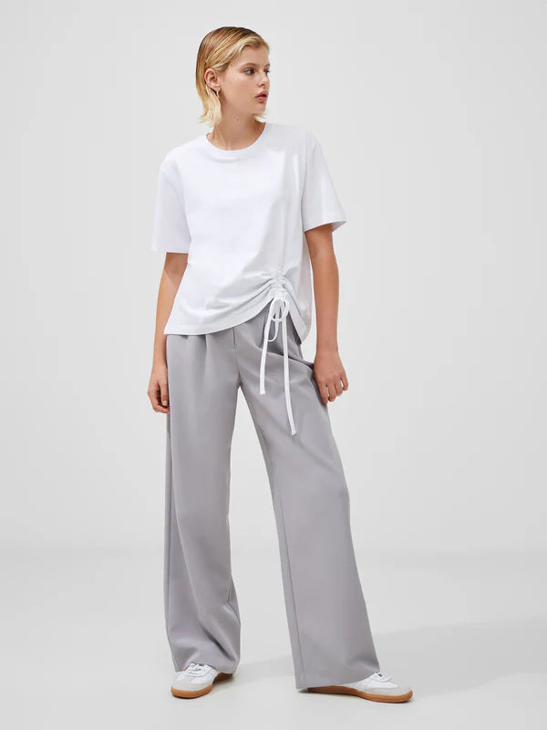 Rallie Rouched T-Shirt in Linen White