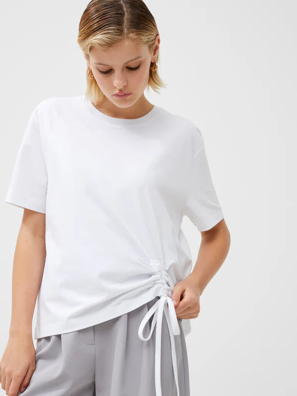 Rallie Rouched T-Shirt in Linen White