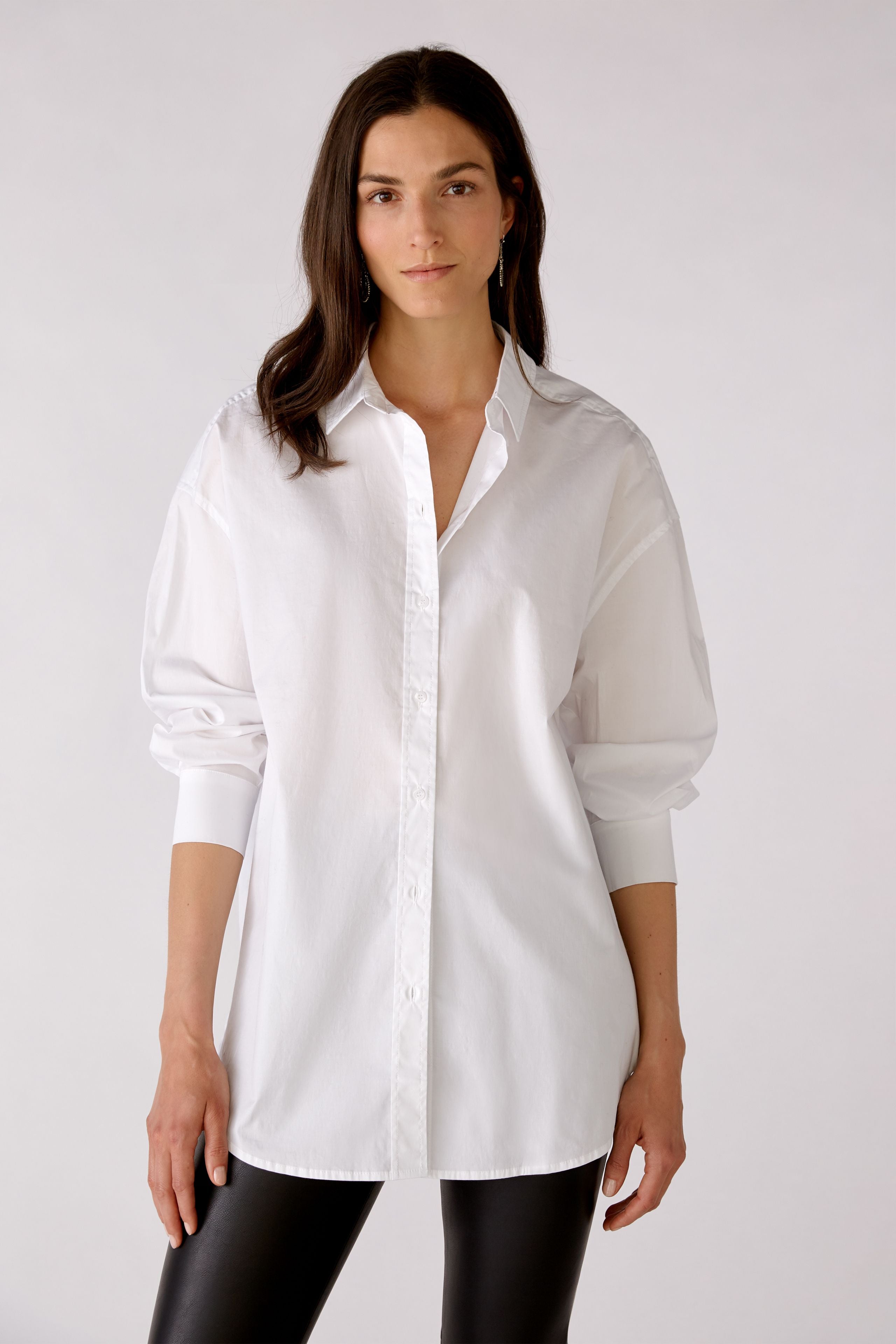 Over Sized Dipped Hem Shirt in White