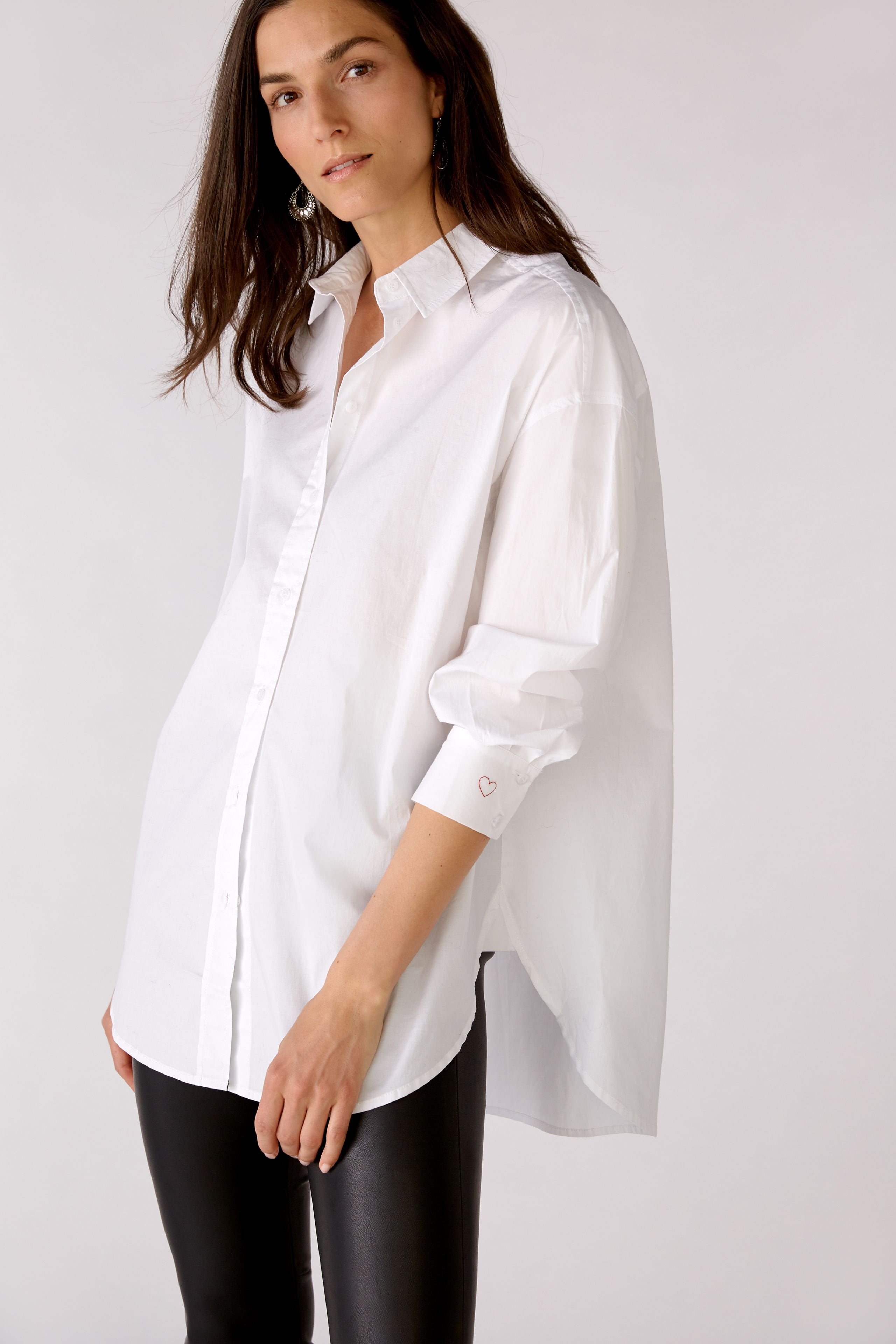 Over Sized Dipped Hem Shirt in White