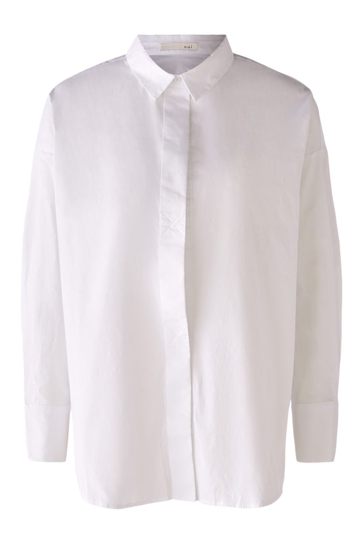 Over Sized Concealed Button Shirt in White