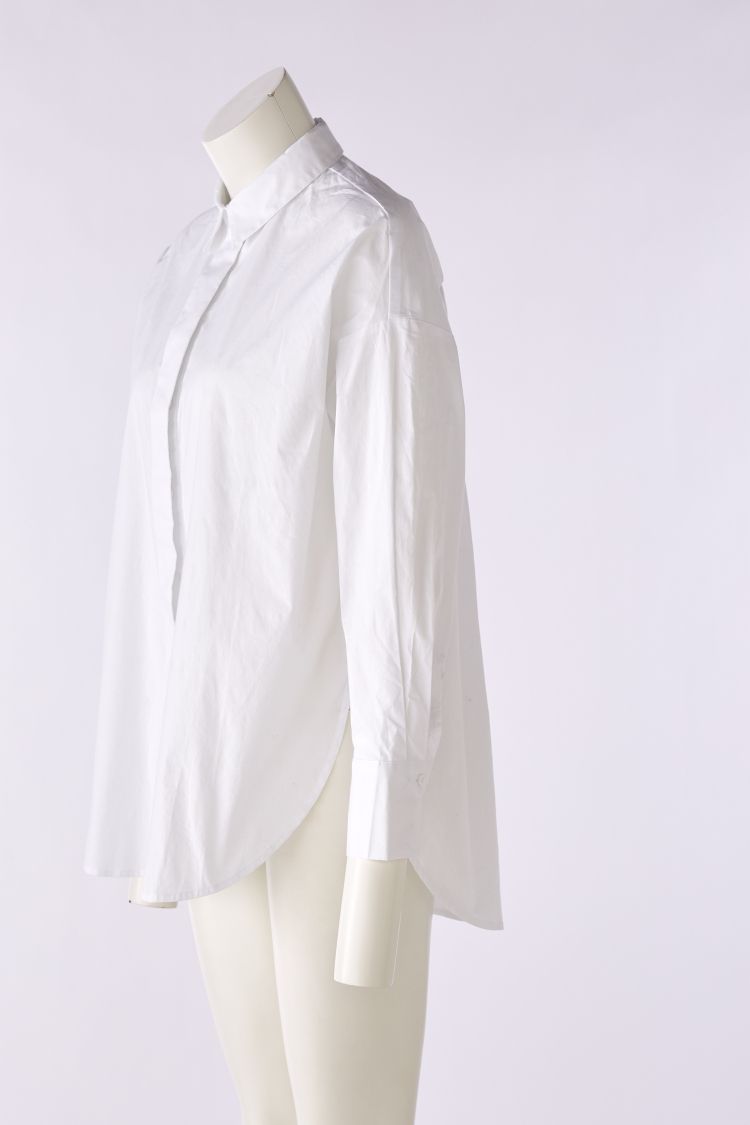 Over Sized Concealed Button Shirt in White