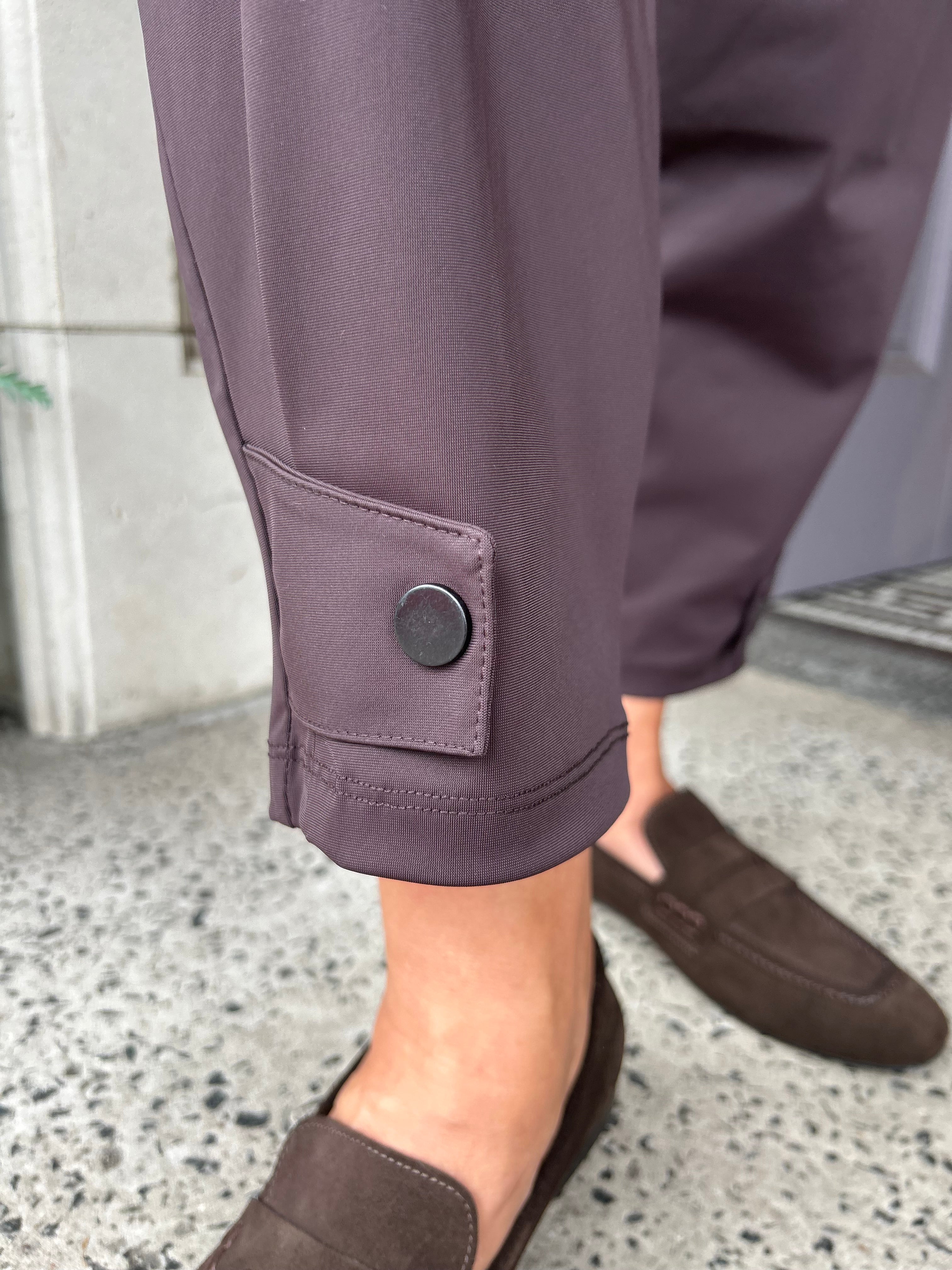 Drawstring Trouser With Tab At Hem in Choko