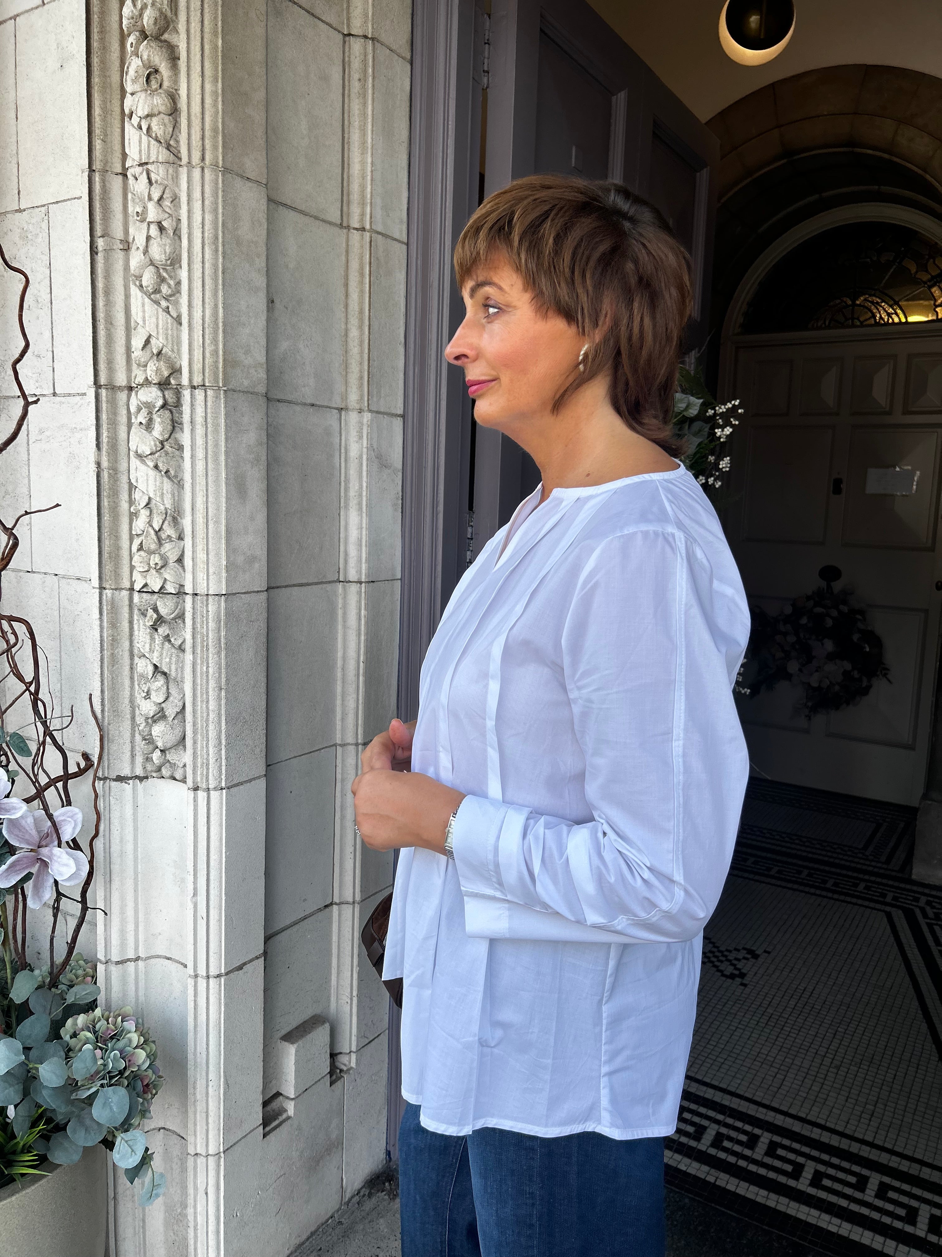 Pleat Detail Shirt in White