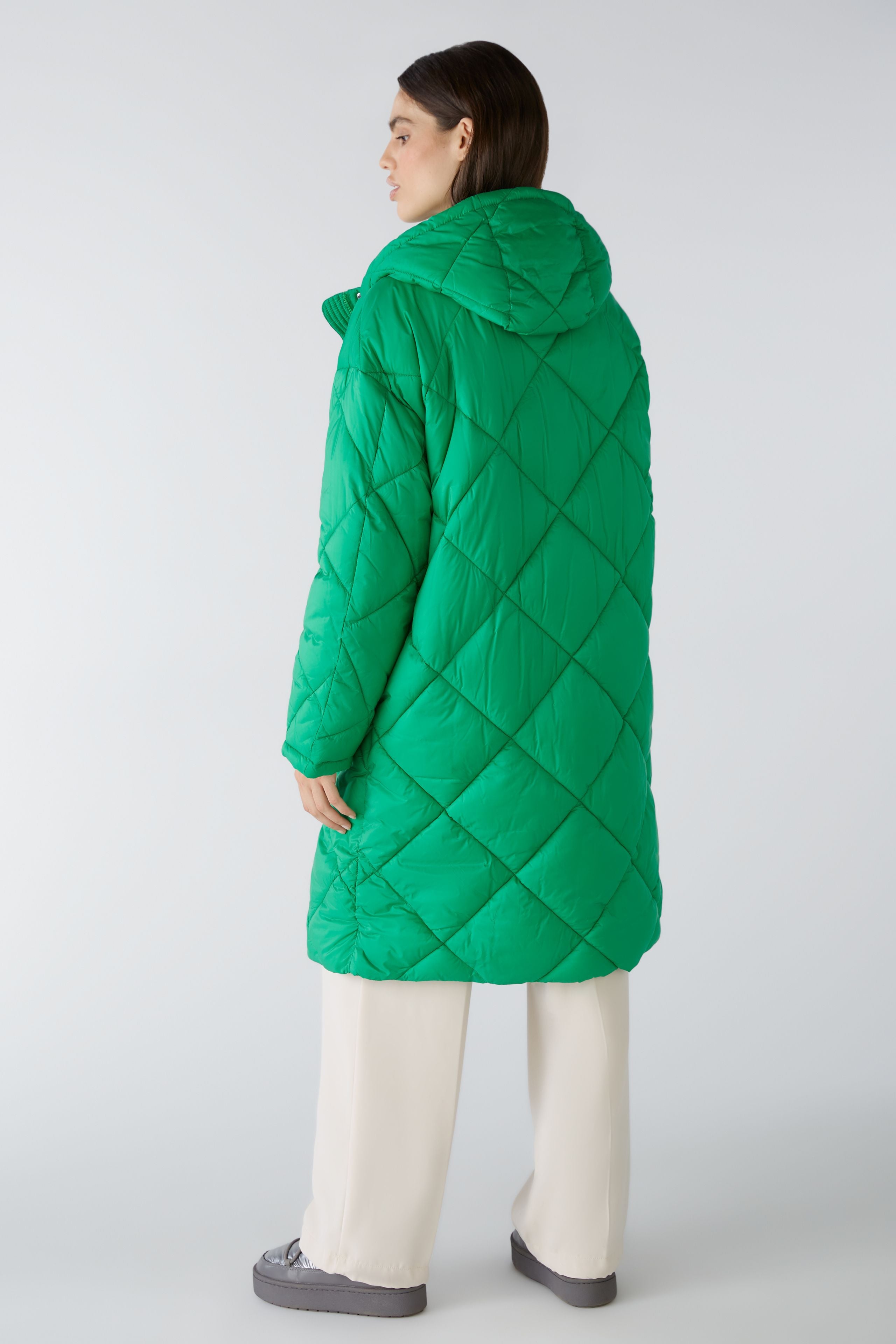 Quilted Puffer Backpack Coat in Green