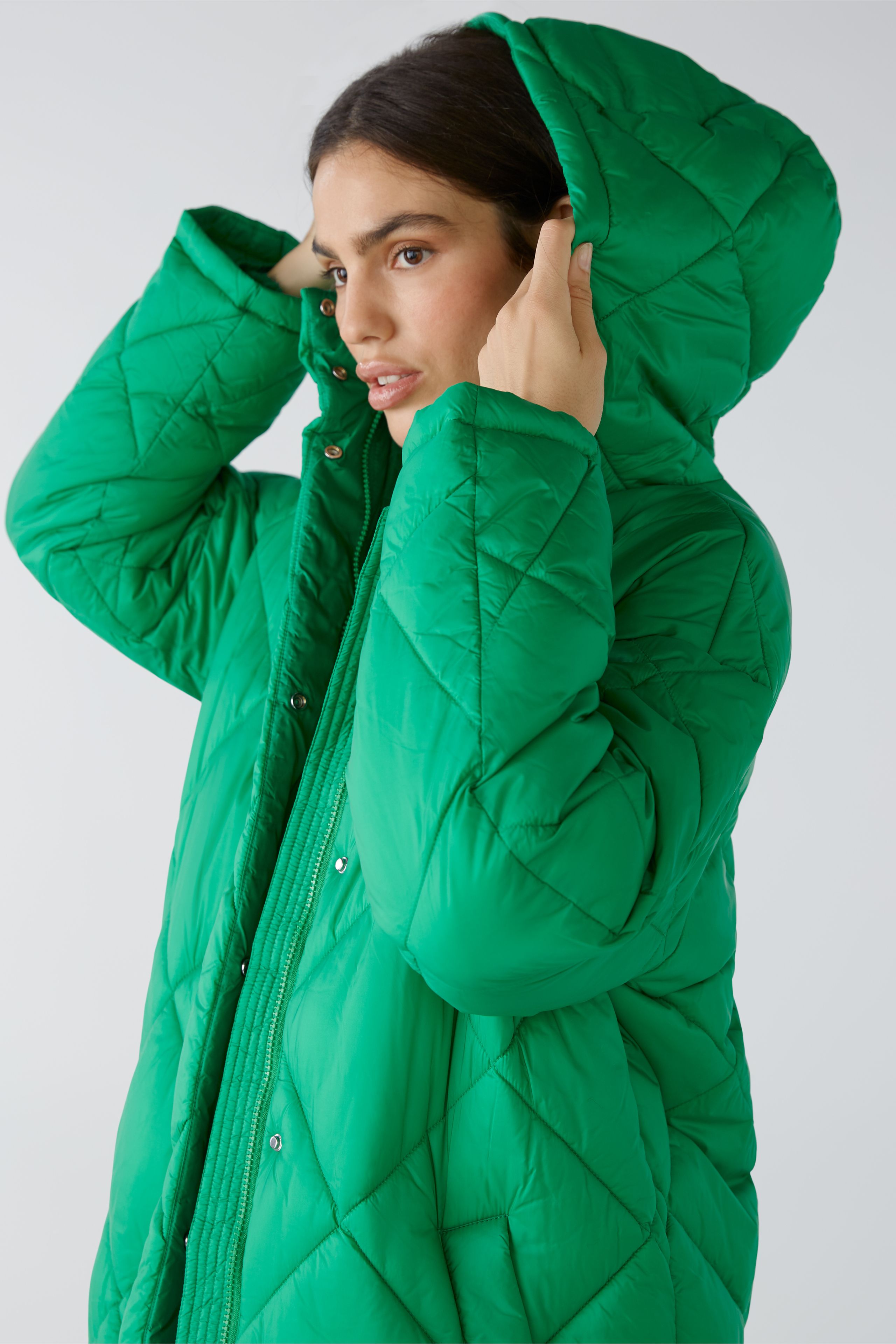 Quilted Puffer Backpack Coat in Green