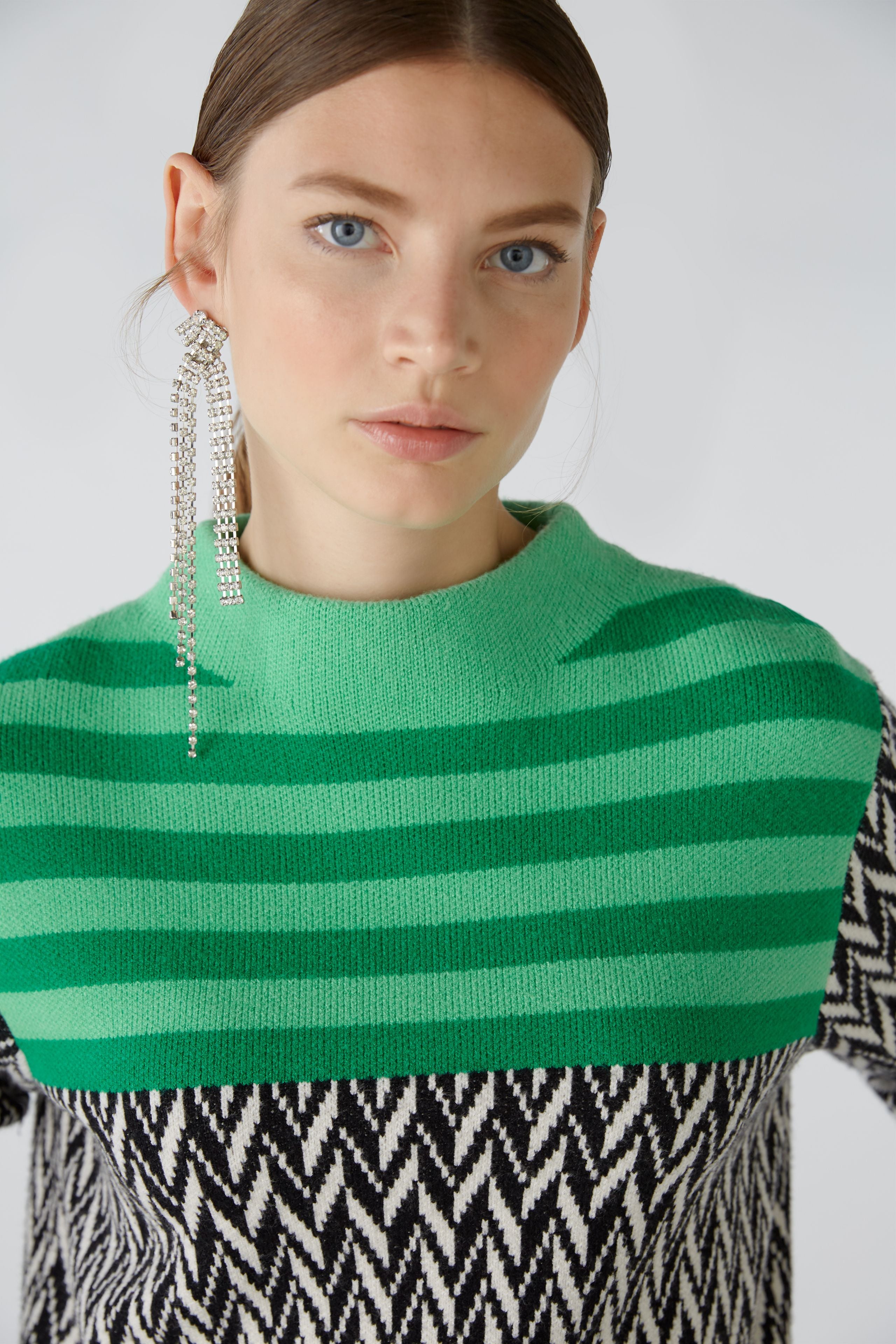 Contrast Print Knit in Green/Black