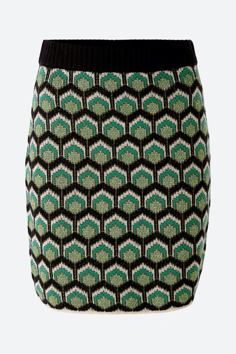 Geo Knit Skirt in Dark Green