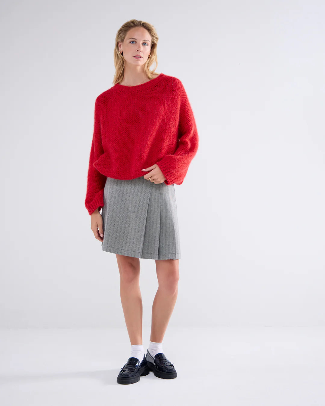 Alpaca Knit Sweater in True Red