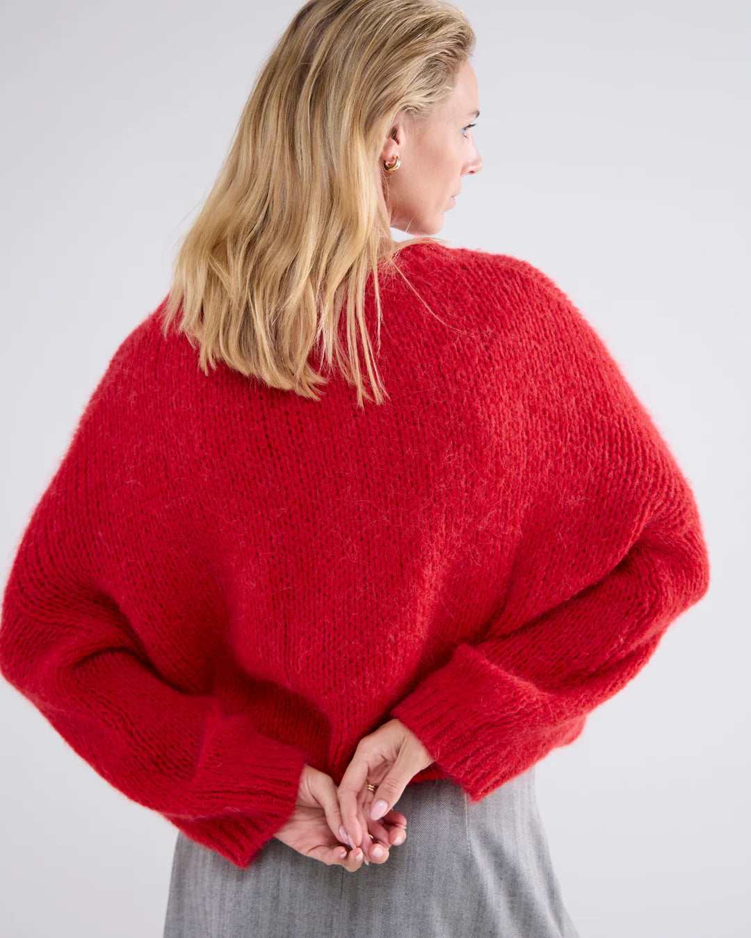 Alpaca Knit Sweater in True Red